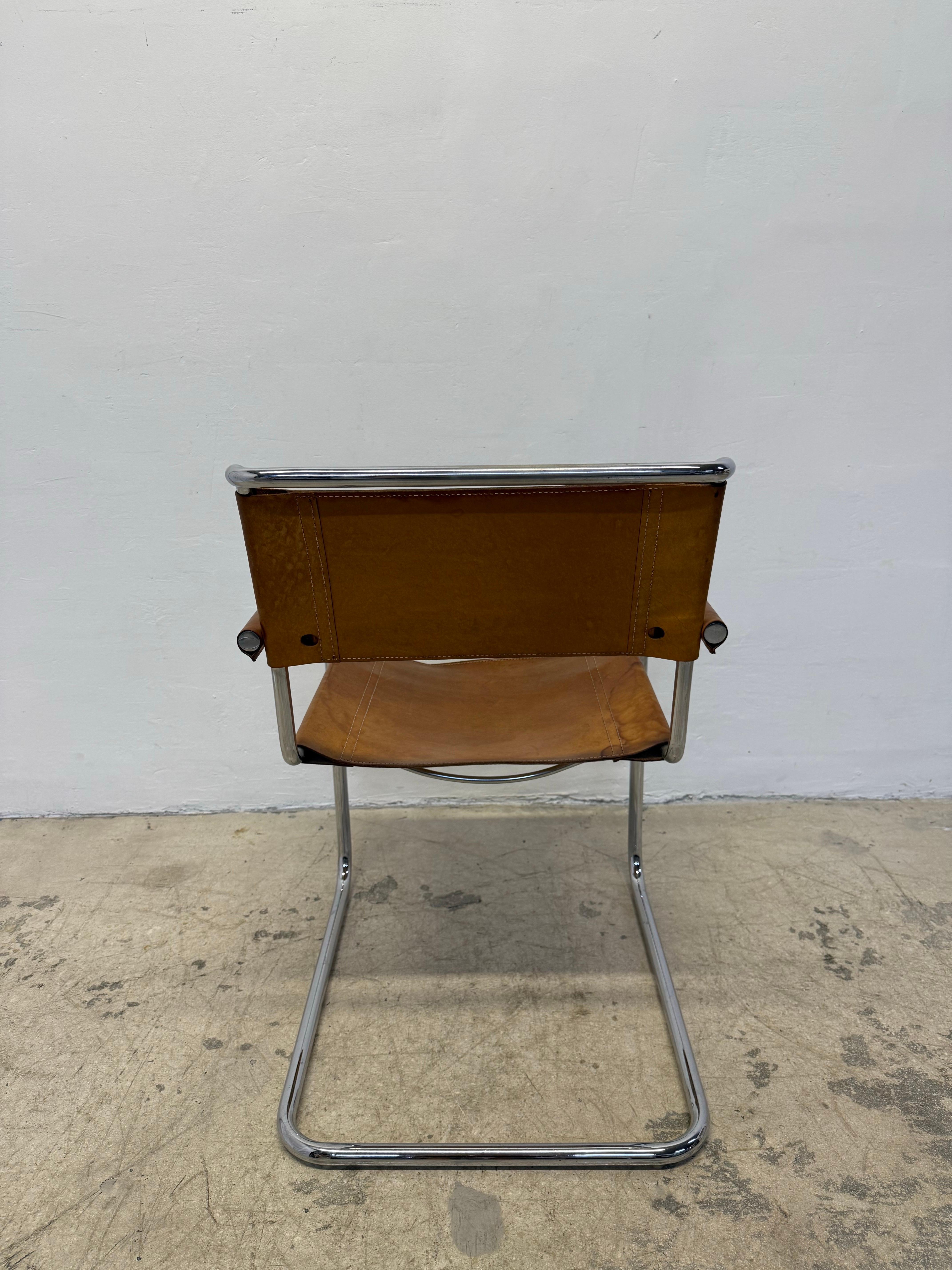 Mart Stam Bauhaus S33 and S34 Leather Dining Chairs for Thonet, 1960s - Set of 6 3