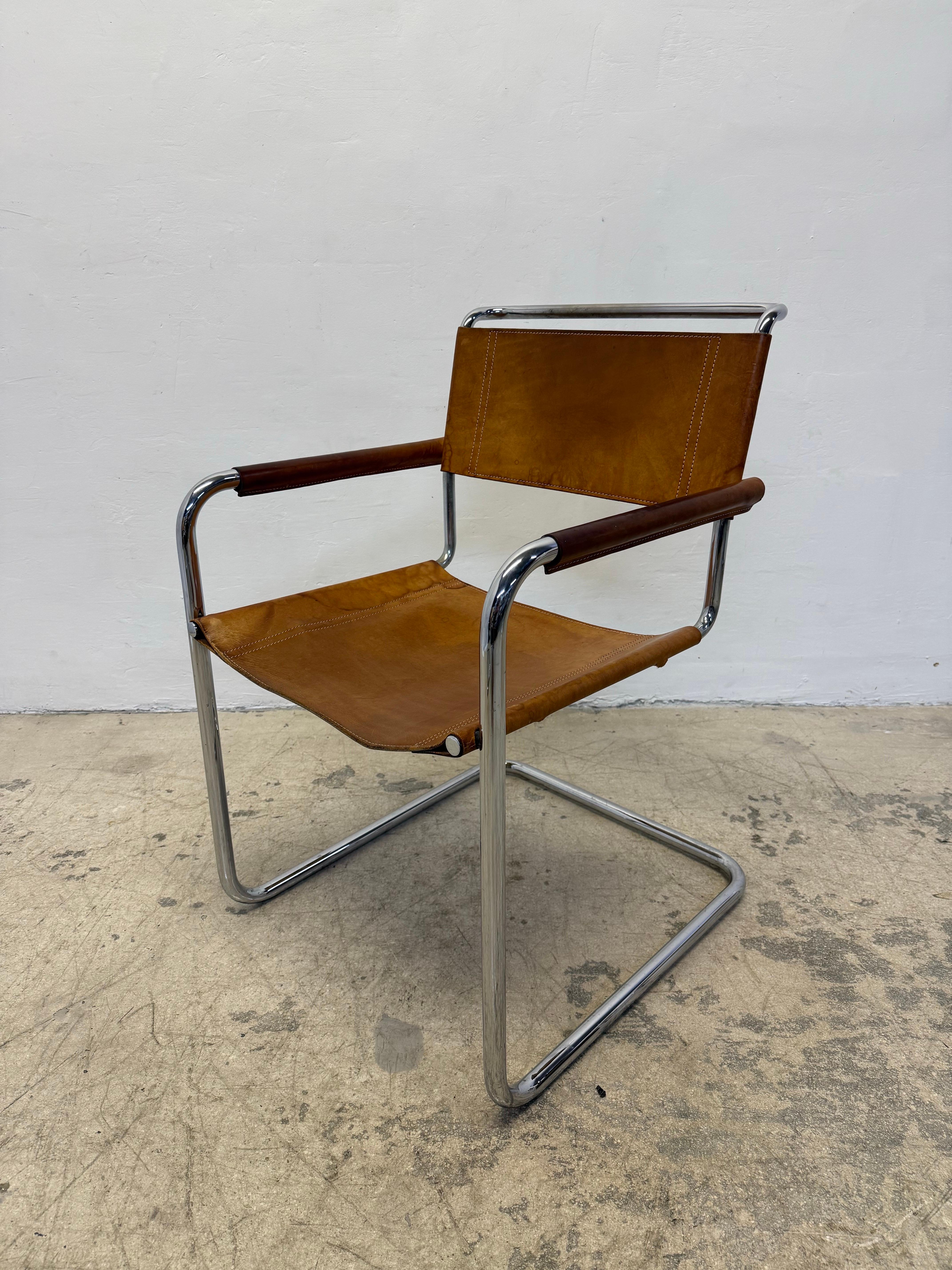Mart Stam Bauhaus S33 and S34 Leather Dining Chairs for Thonet, 1960s - Set of 6 4