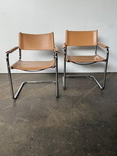Mart Stam Chrome and Leather Cantilever Bauhaus Chairs