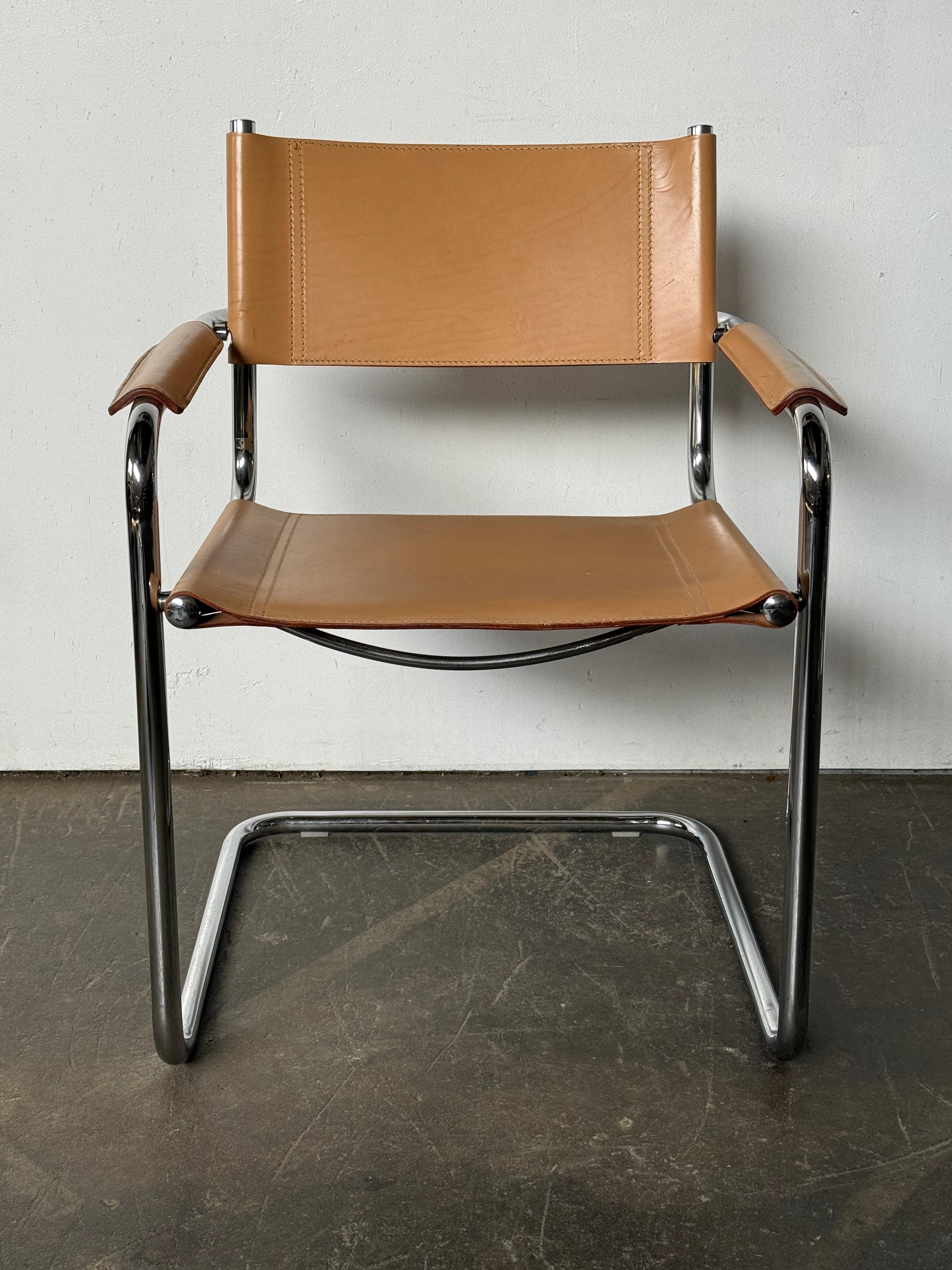 20th Century Mart Stam Chrome and Leather Cantilever Bauhaus Chairs For Sale