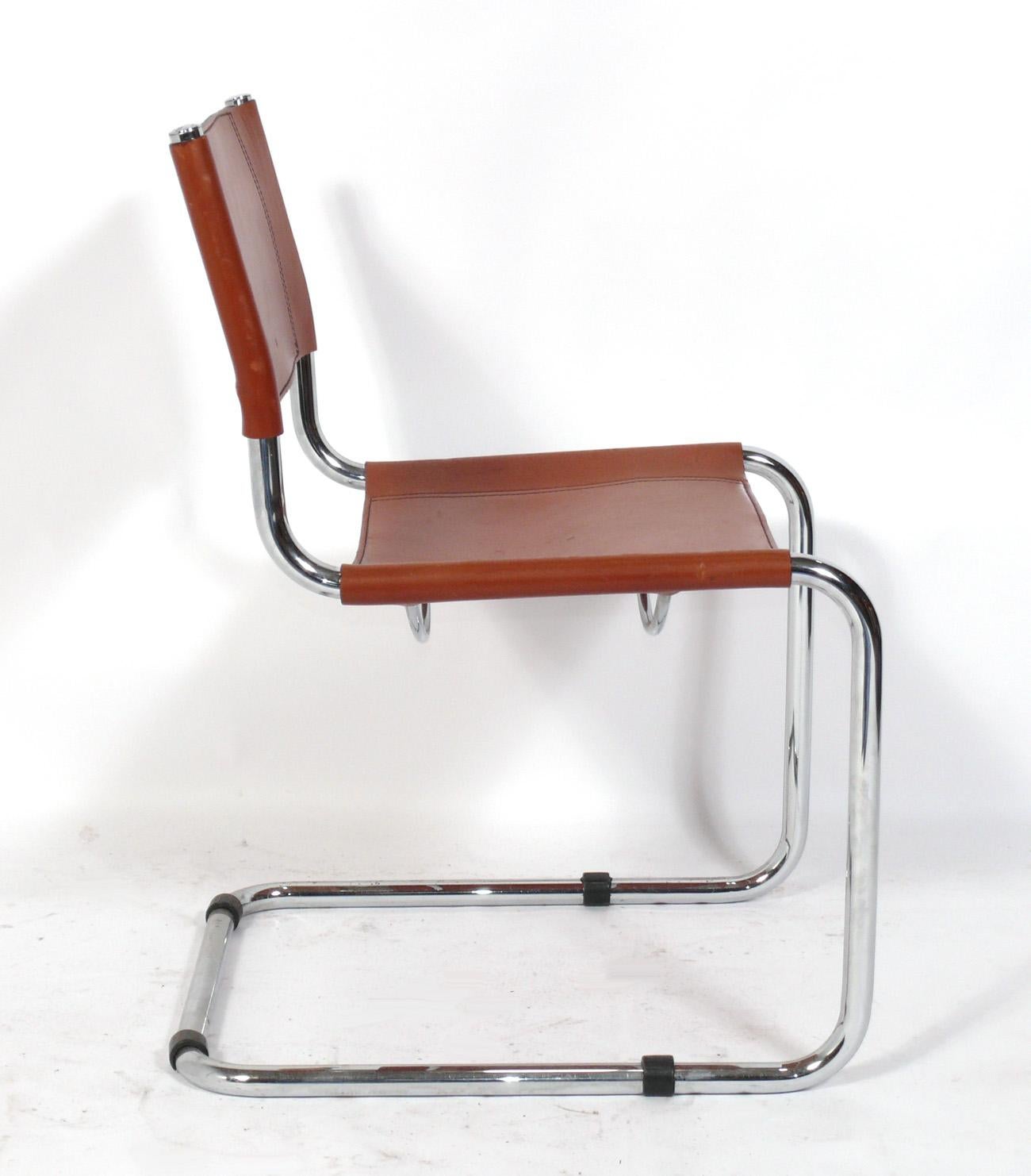 cognac leather dining chair