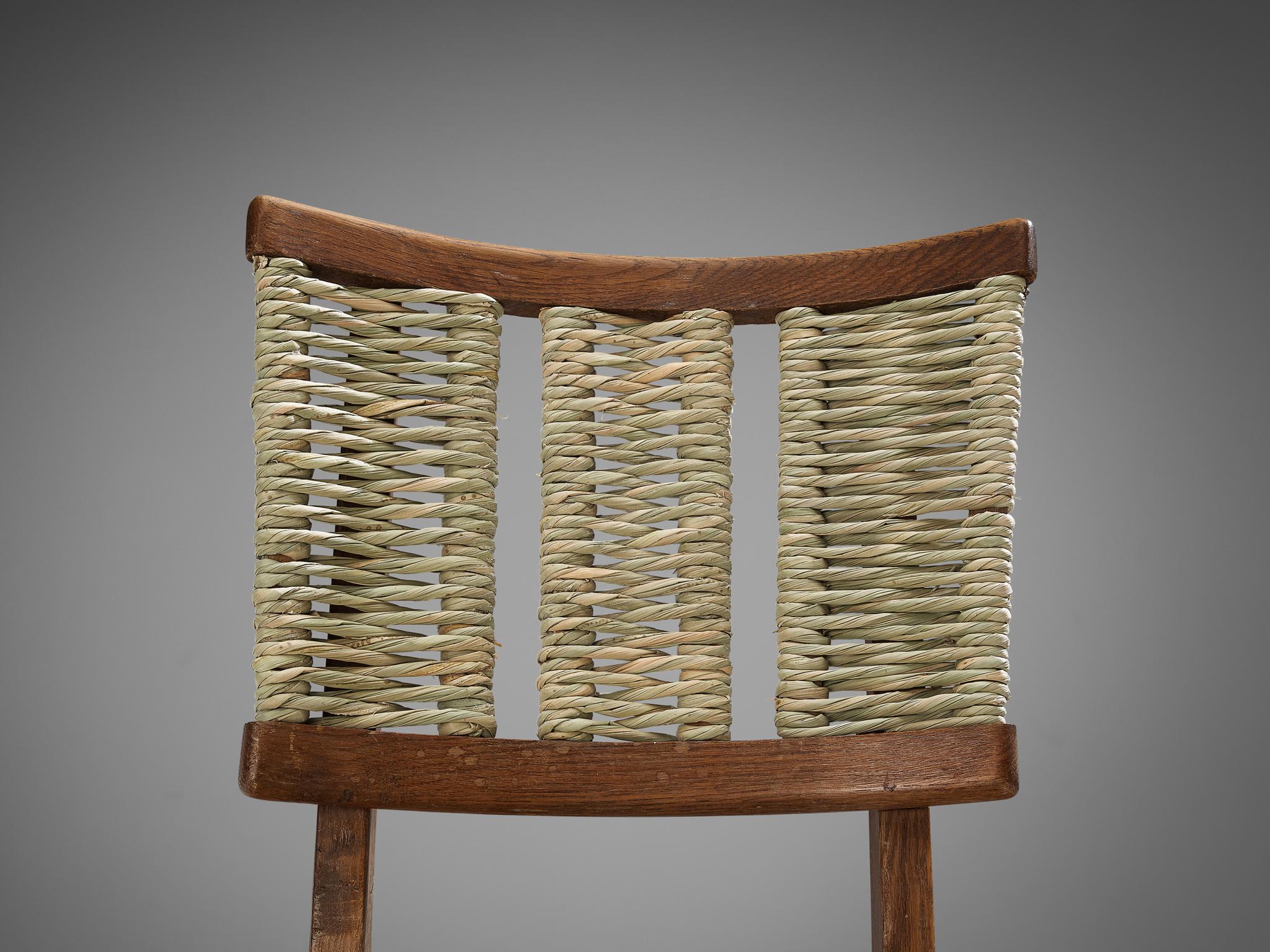 Mid-Century Modern Mart Stam Dining Chair in Oak and Wicker Seagrass 