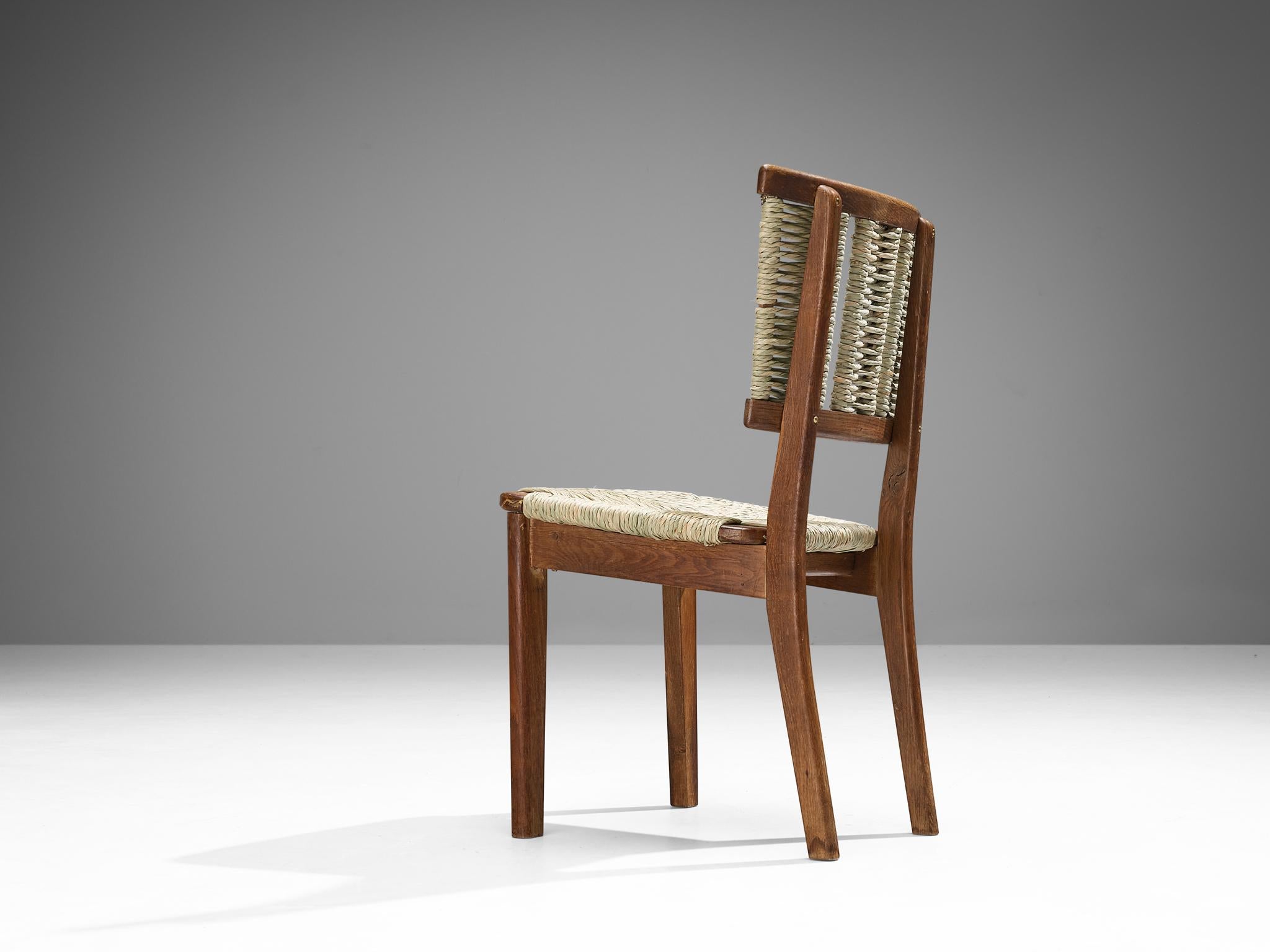 Dutch Mart Stam Dining Chair in Oak and Wicker Seagrass 