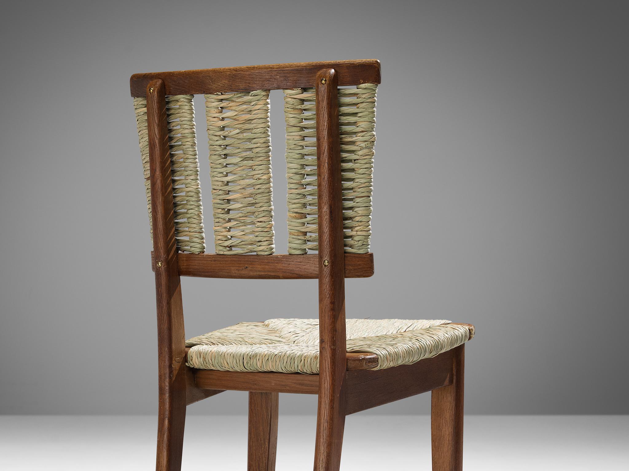 Mart Stam Dining Chair in Oak and Wicker Seagrass  In Good Condition In Waalwijk, NL