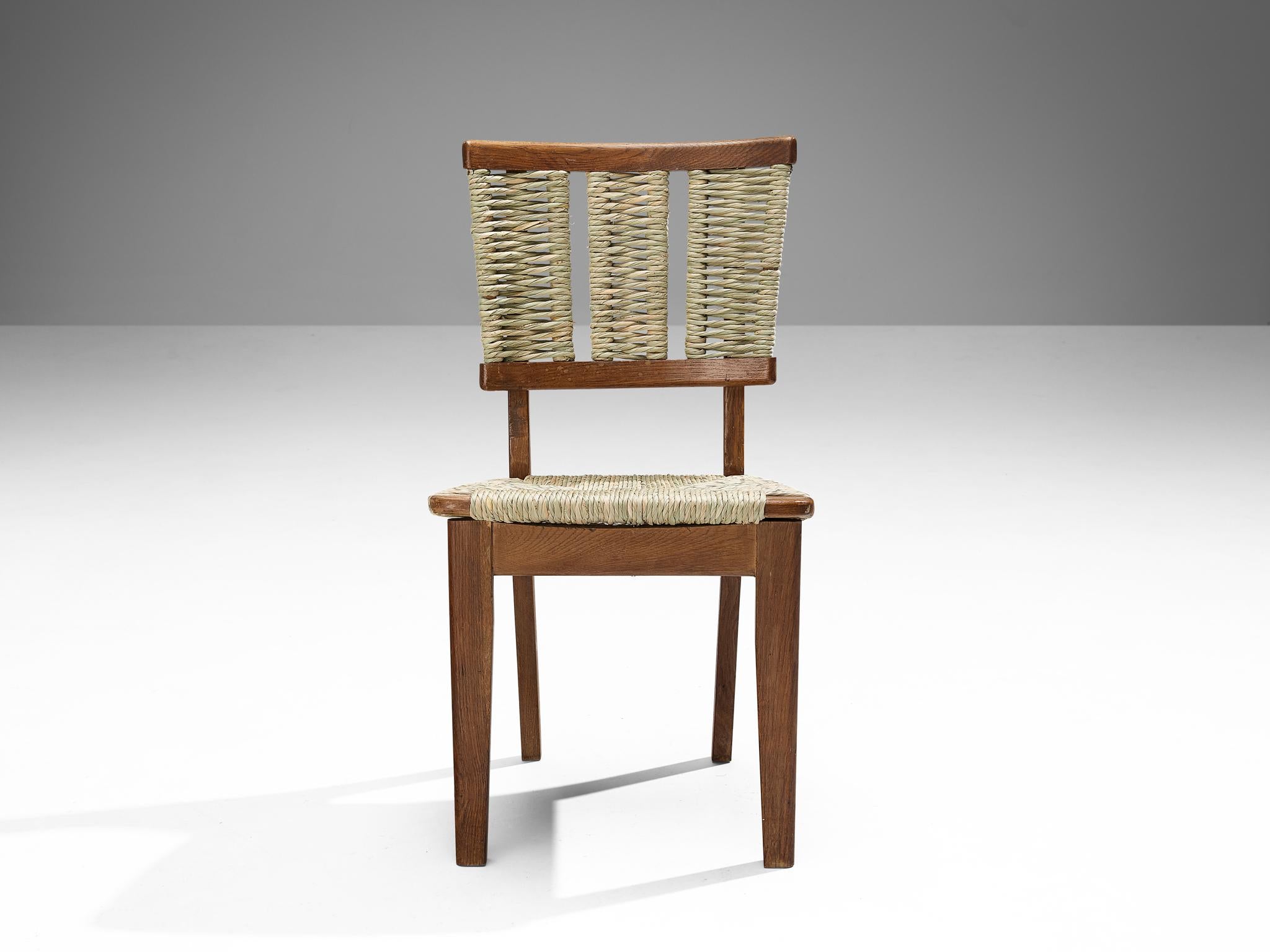 Mid-20th Century Mart Stam Dining Chair in Oak and Wicker Seagrass 