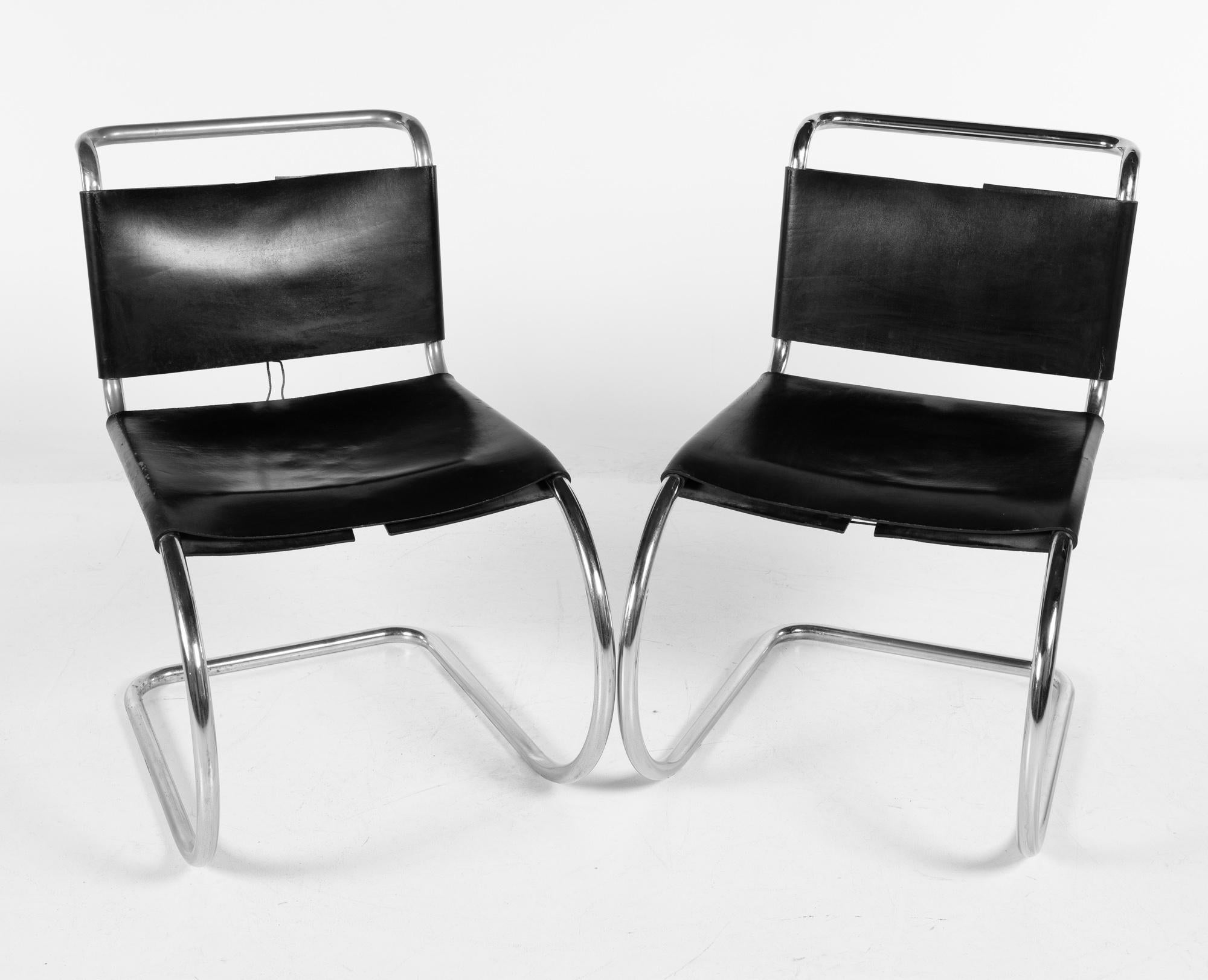 Mart Stam for Fasem Model S33 Mid Century Leather and Chrome Cantilever Chairs

Each chair measures: 19.5 wide x 27.5 deep x 31 high, with a seat height of 17.5 inches

All pieces of furniture can be had in what we call restored vintage