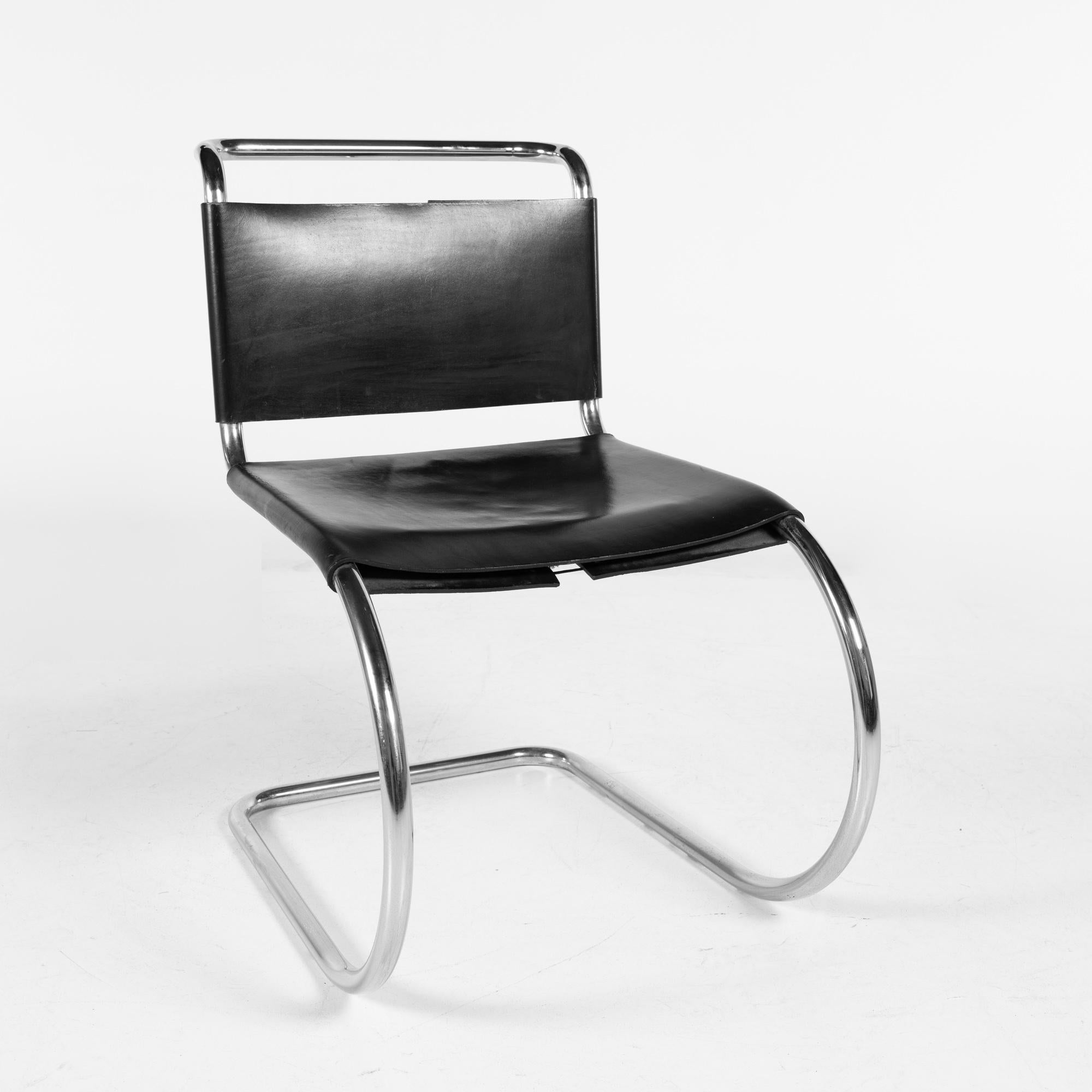 Italian Mart Stam for Fasem Model S33 Mid Century Leather and Chrome Cantilever Chairs