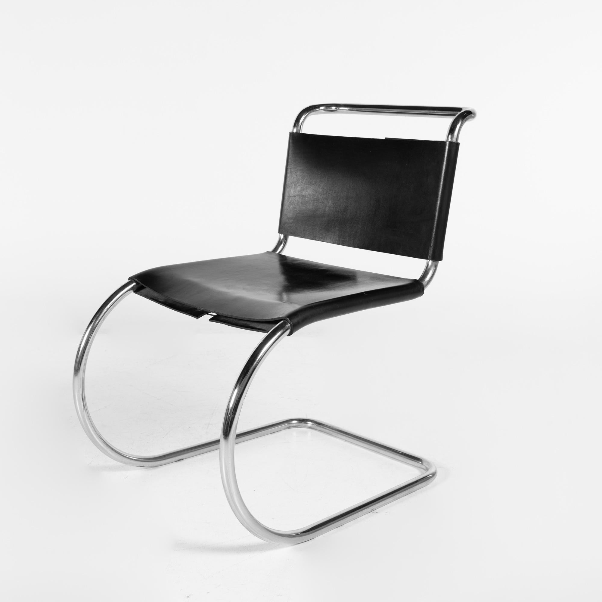 Late 20th Century Mart Stam for Fasem Model S33 Mid Century Leather and Chrome Cantilever Chairs