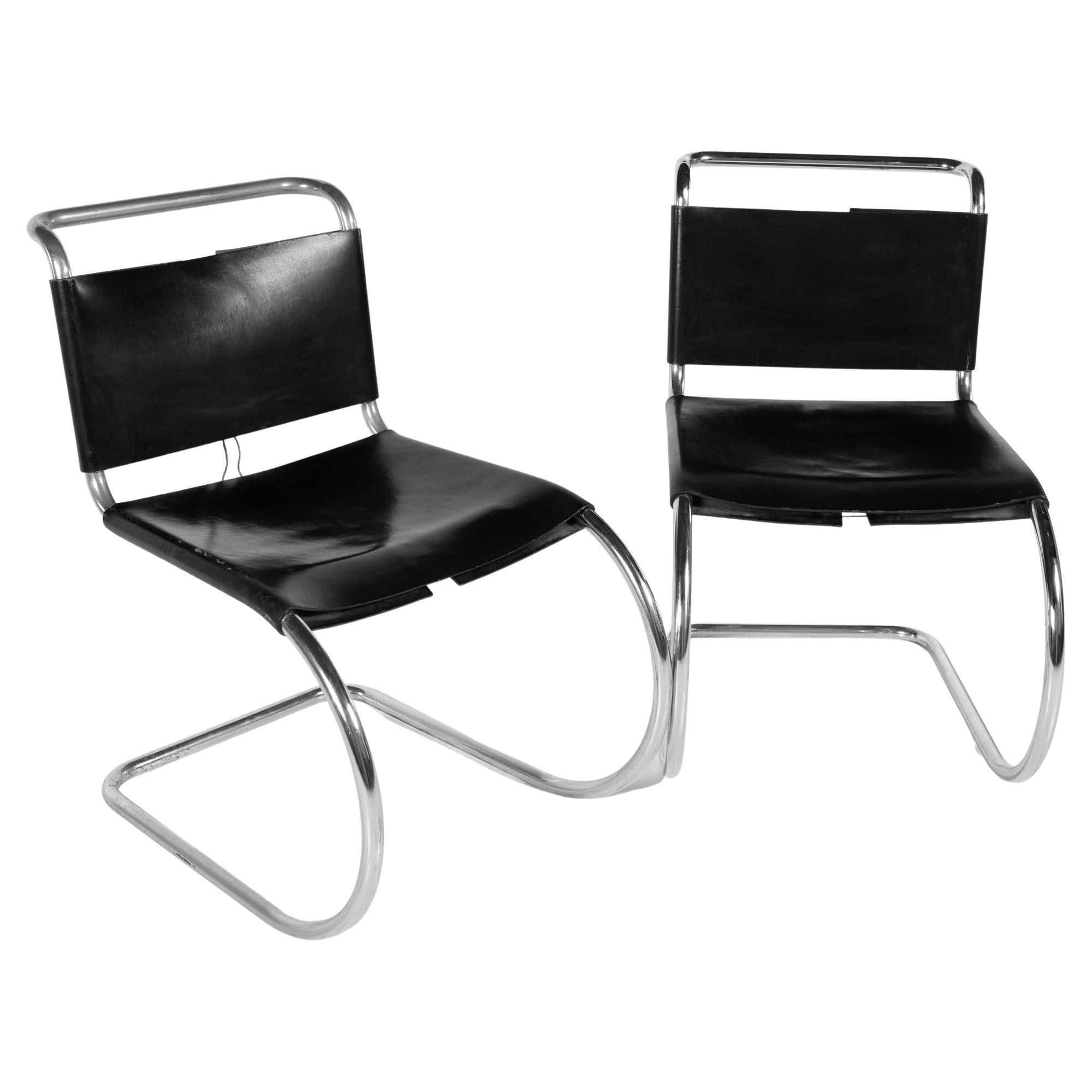 Mart Stam for Fasem Model S33 Mid Century Leather and Chrome Cantilever Chairs