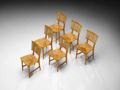 Mart Stam for Pastoe Set of Six Dining Chairs in Oak and Rush