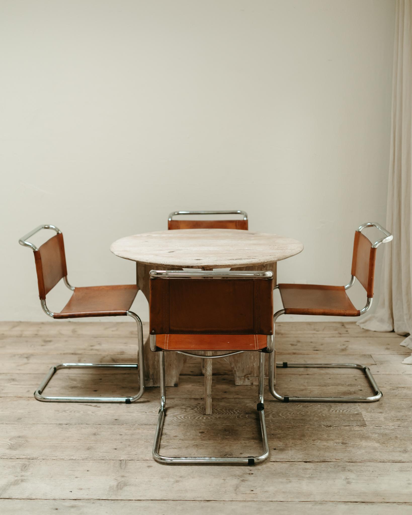 Mart Stam for Thonet chairs, set of 4, cognac leather and chrome, Germany 1960's 7