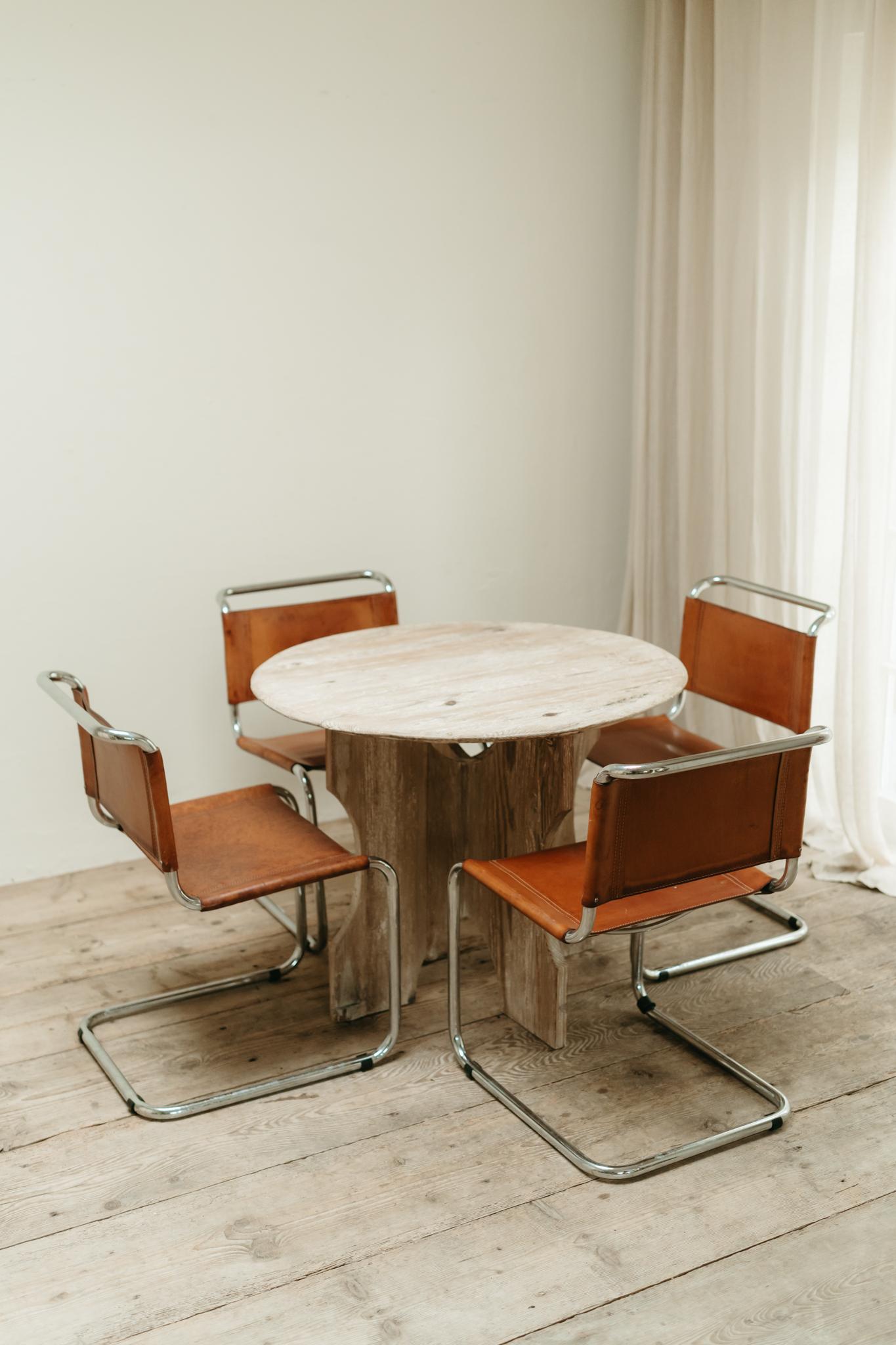 Mart Stam for Thonet chairs, set of 4, cognac leather and chrome, Germany 1960's 9
