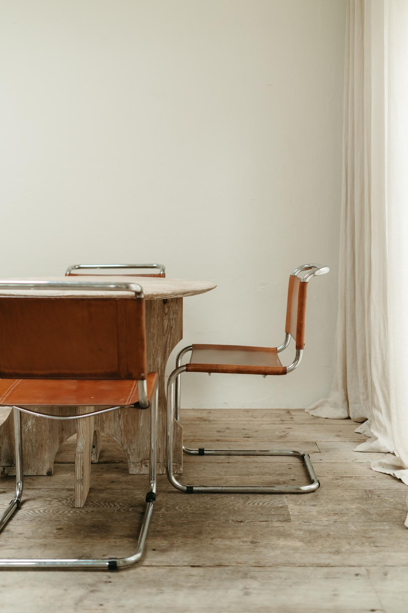 Mart Stam for Thonet chairs, set of 4, cognac leather and chrome, Germany 1960's 11