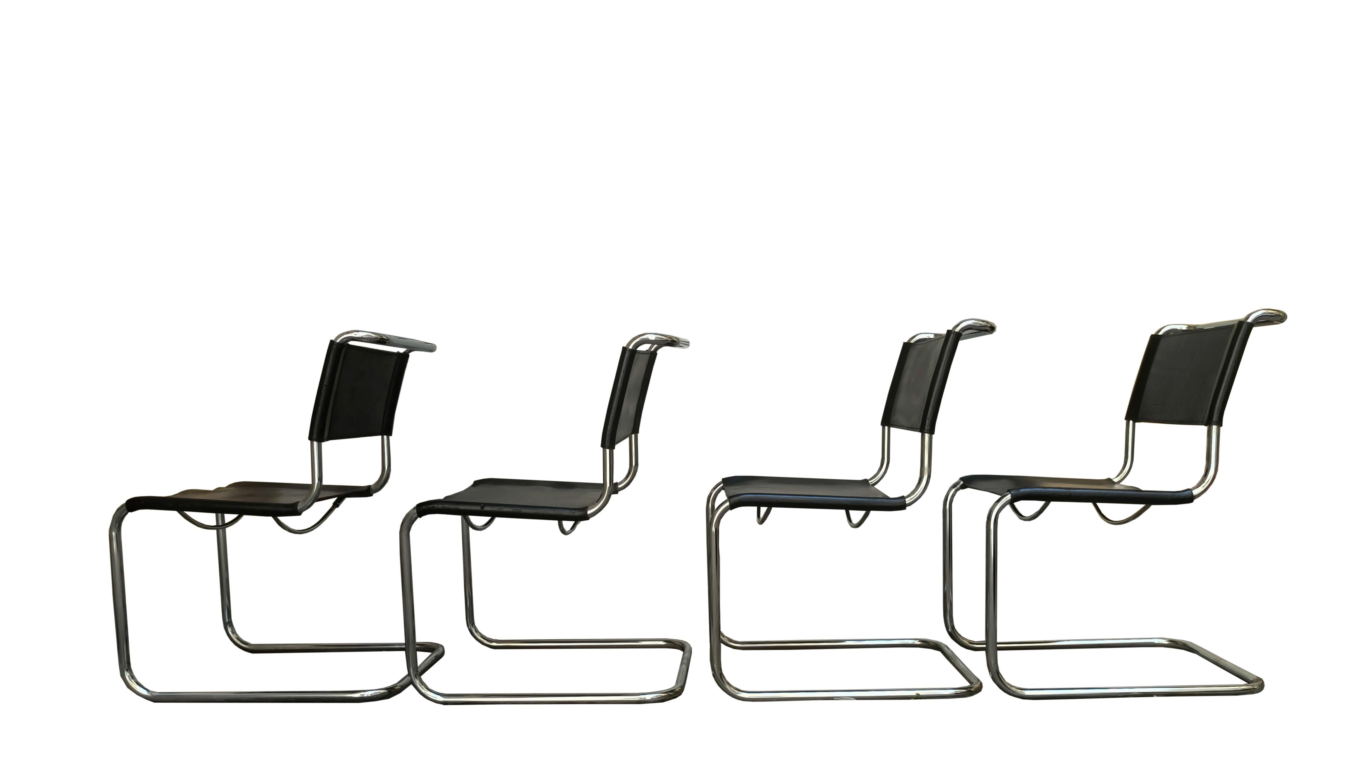 Mart Stam für Thonet  Satz von 4 freitragenden Stühlen „S33“, Deutschland 1960er Jahre (Moderne der Mitte des Jahrhunderts)