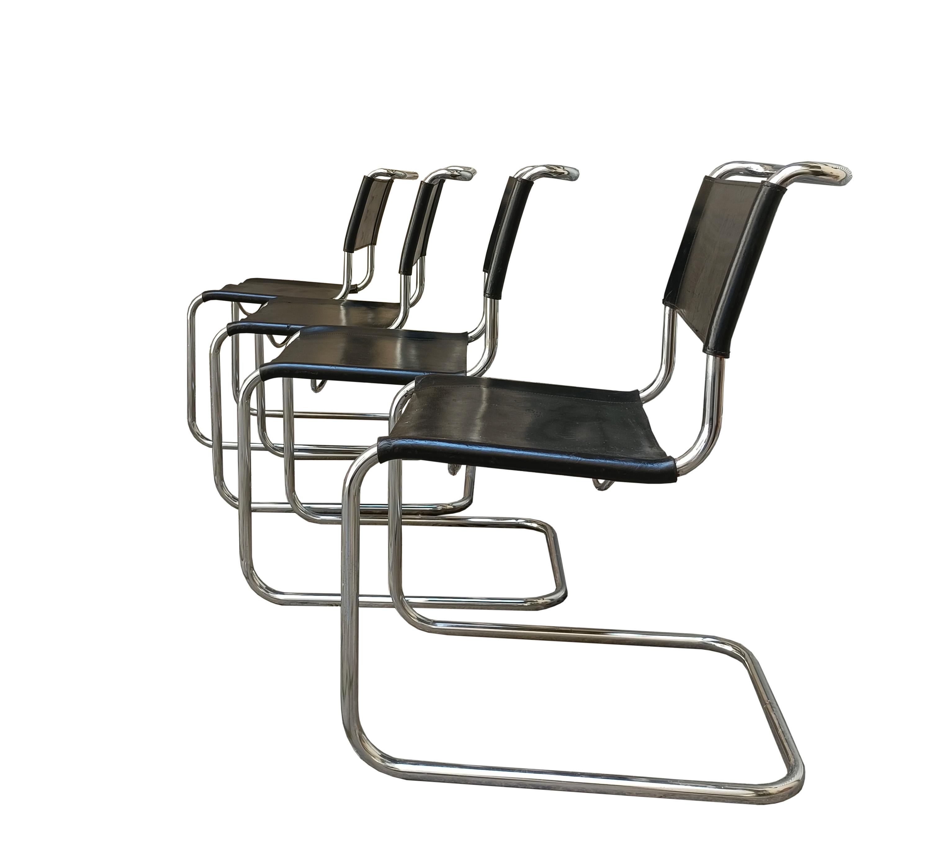 Mart Stam für Thonet  Satz von 4 freitragenden Stühlen „S33“, Deutschland 1960er Jahre im Zustand „Gut“ in Naples, IT
