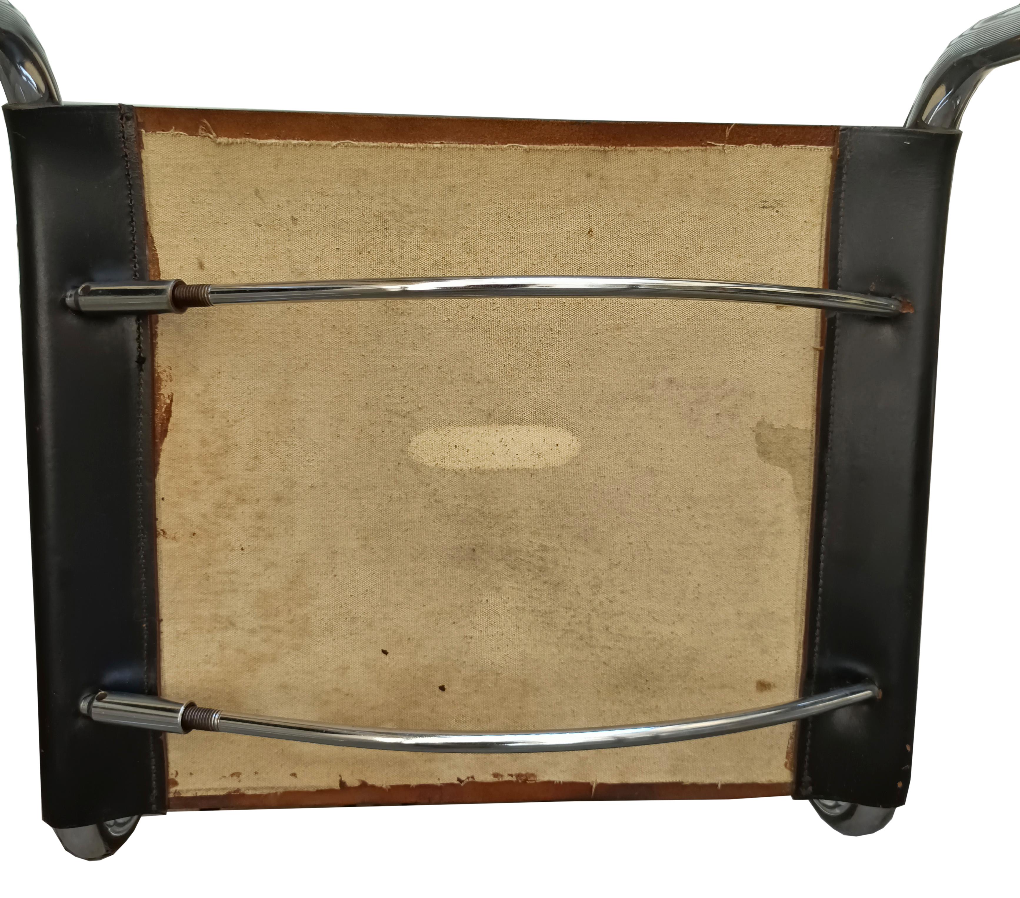 Mart Stam für Thonet  Satz von 4 freitragenden Stühlen „S33“, Deutschland 1960er Jahre (Leder)