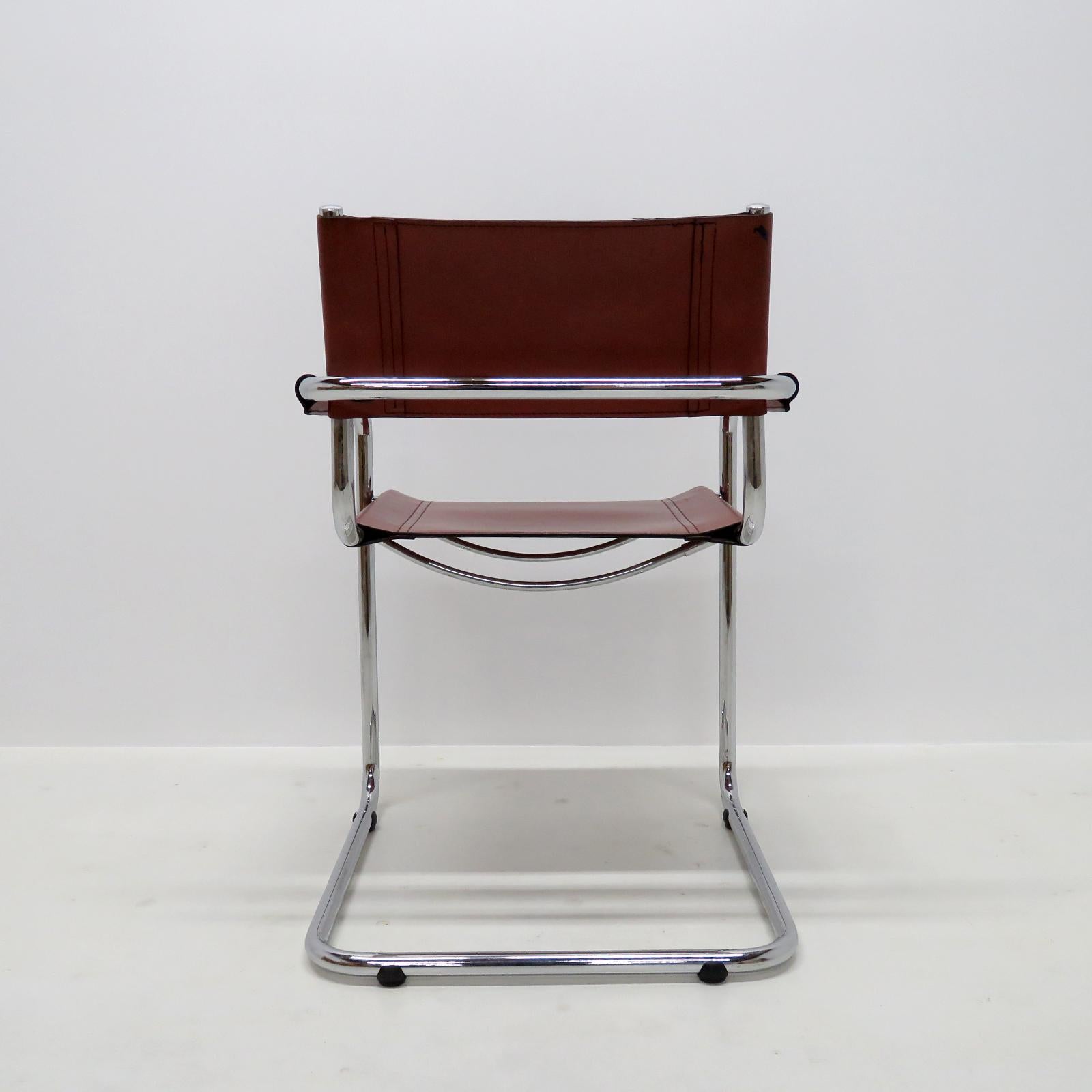 Mid-Century Modern Mart Stam Leather Cantilever Chairs by Fasem
