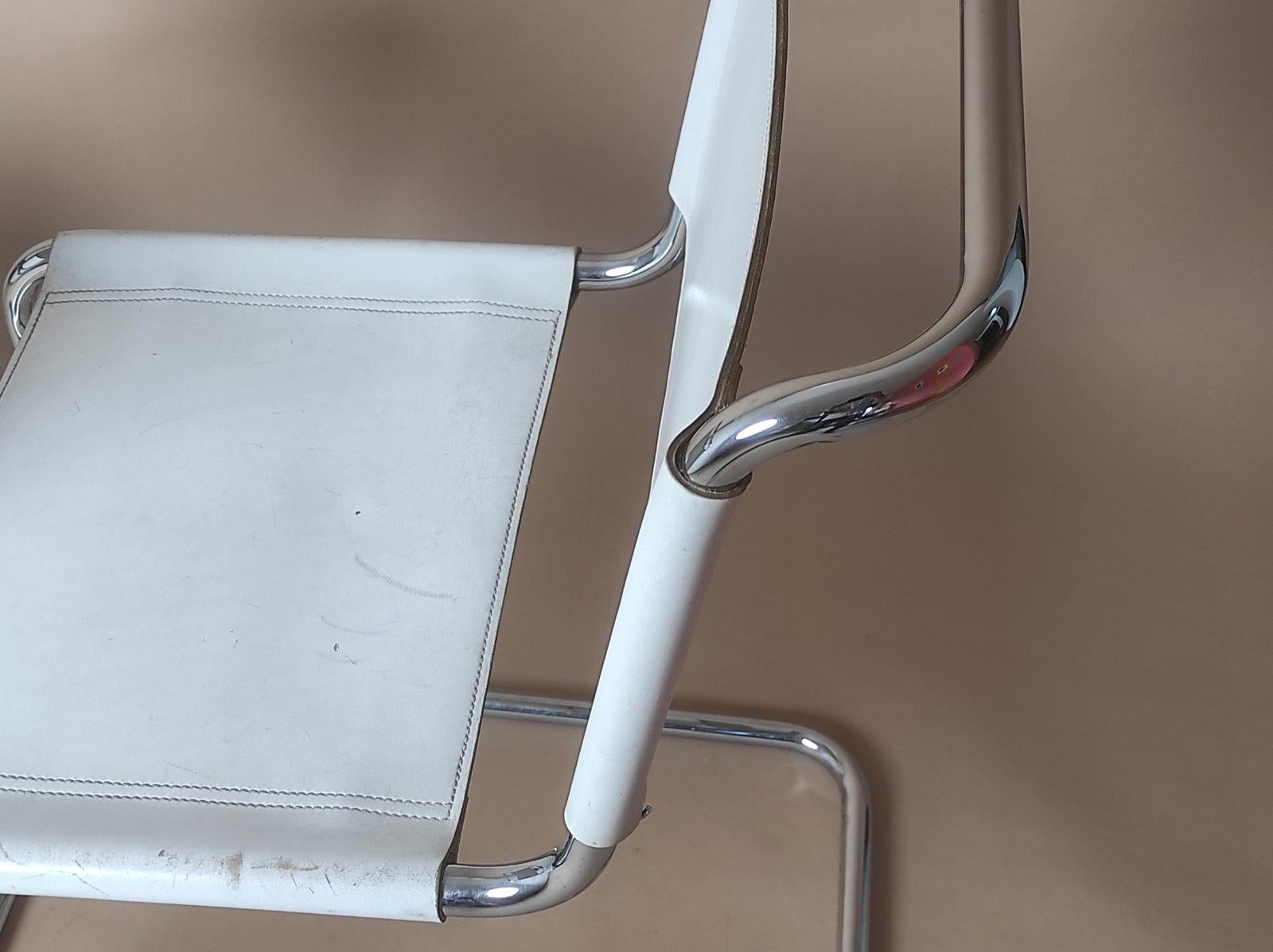 Chrome Mart Stam Leather S33 Chair 1970s For Sale