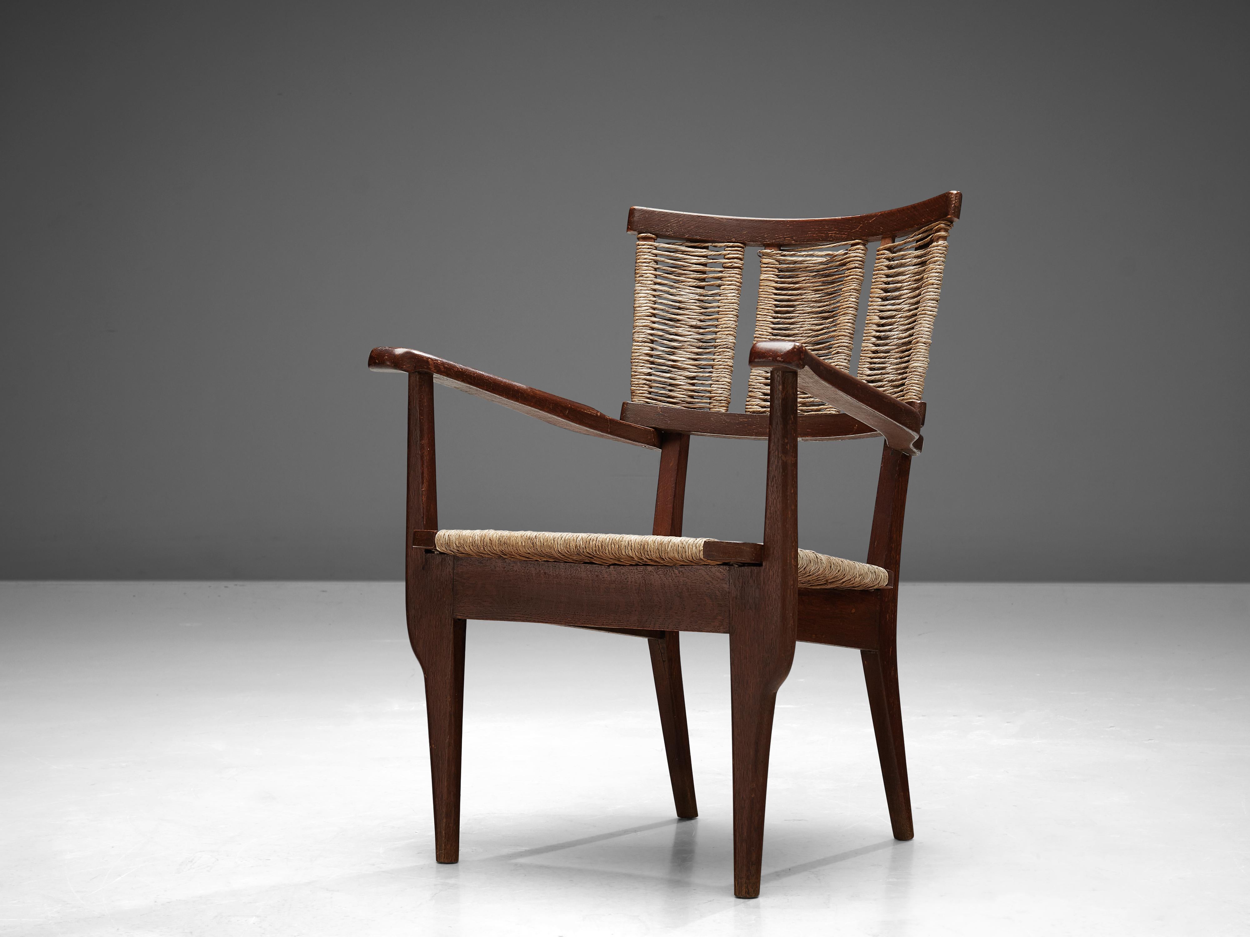 Dutch Mart Stam Armchair in Oak and Straw 