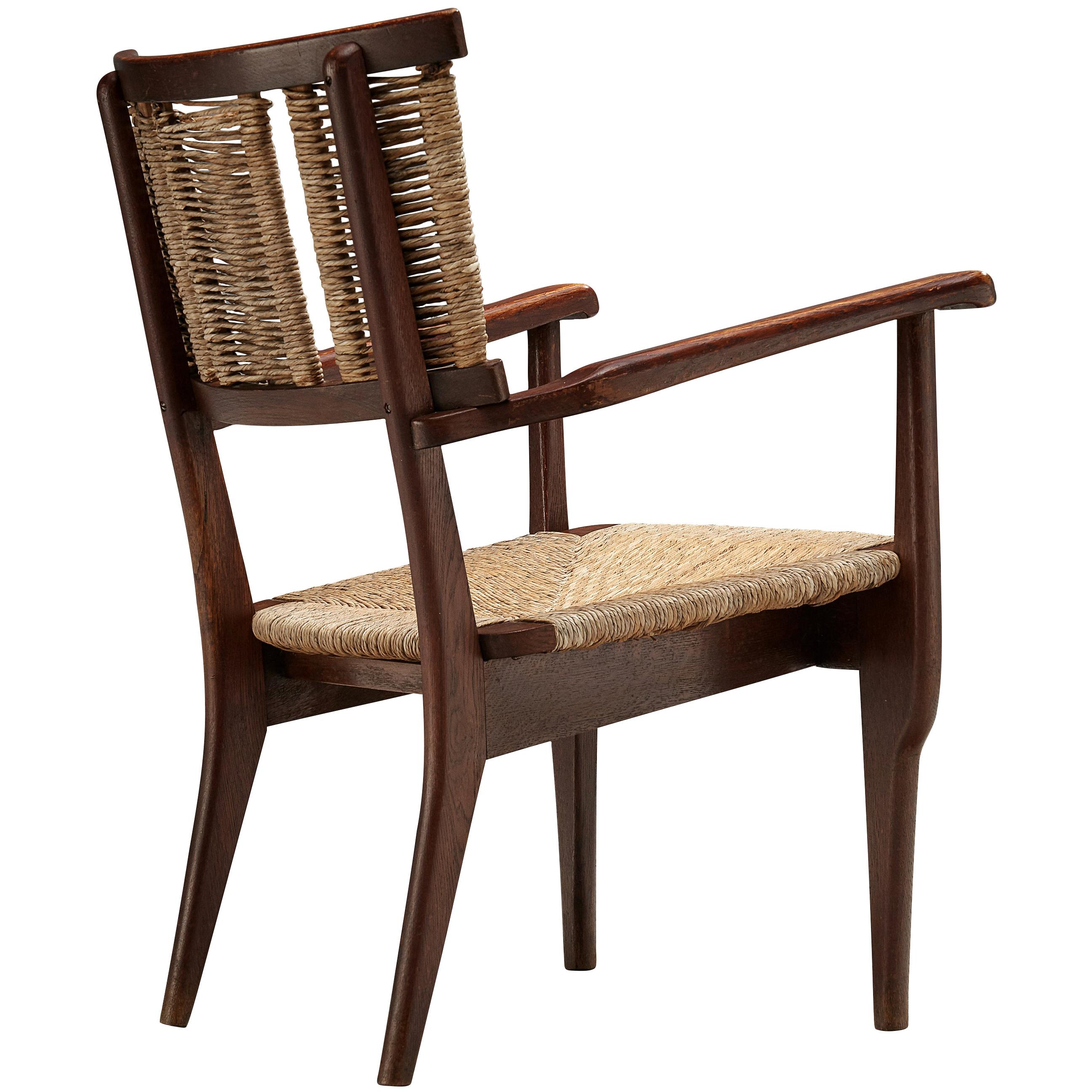 Mart Stam Armchair in Oak and Straw 