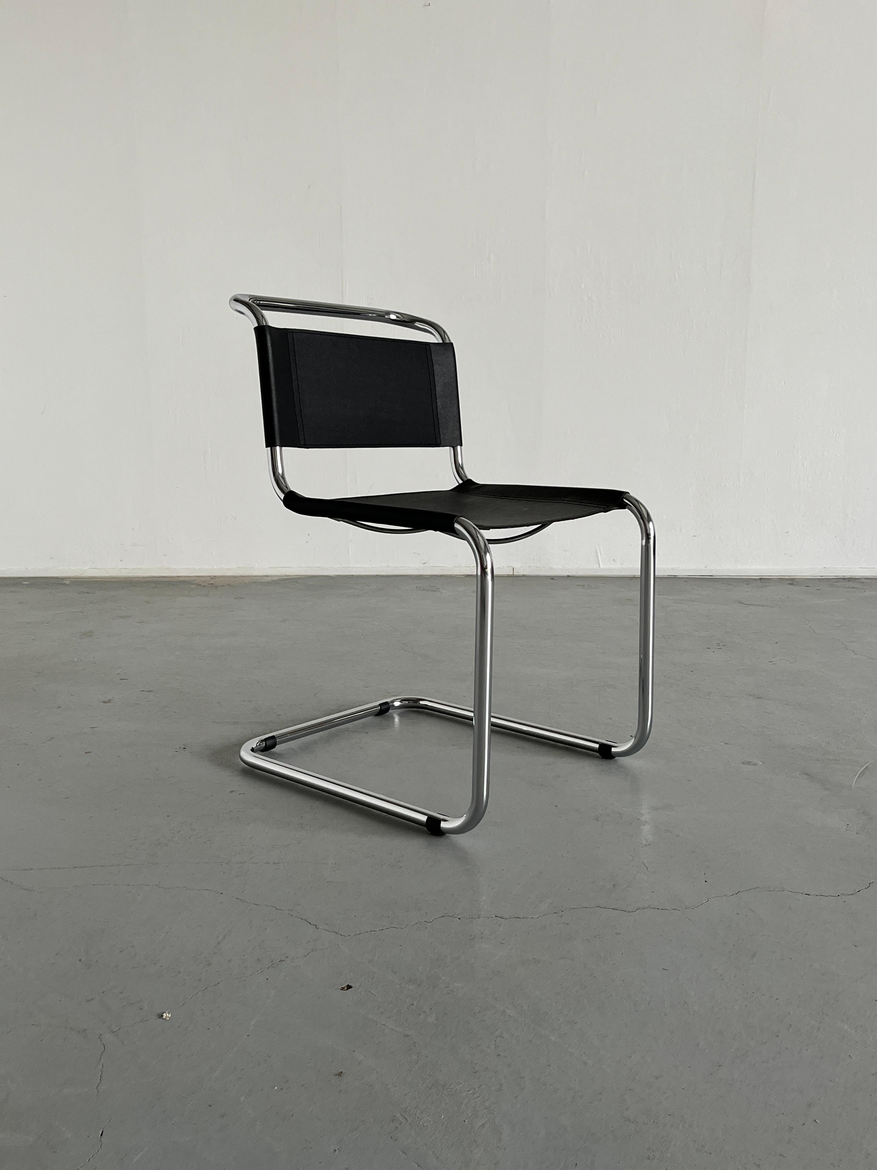 Mart Stam S33 Design Cantilever Tubular Steel and Faux Leather Chairs, 1970s For Sale 4