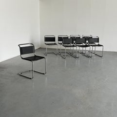 Mart Stam S33 Design Cantilever Tubular Steel and Faux Leather Chairs, 1970s
