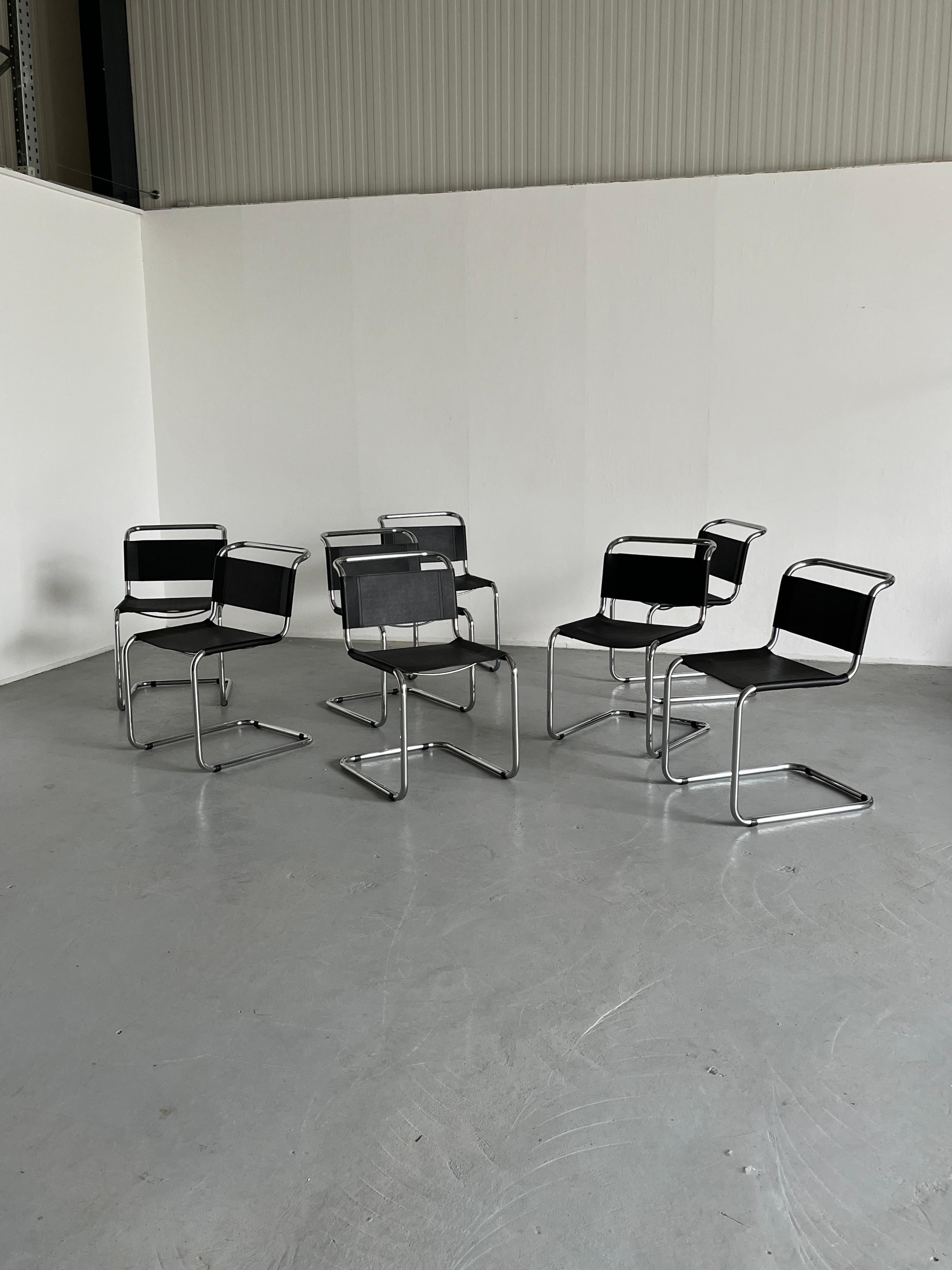 Mart Stam S33 Design Cantilever Tubular Steel and Faux Leather Chairs, 1970s In Good Condition For Sale In Zagreb, HR
