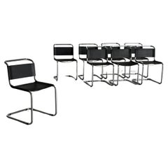 Chaises cantilever S33 Design en acier tubulaire et faux cuir Mart Stam, 1970