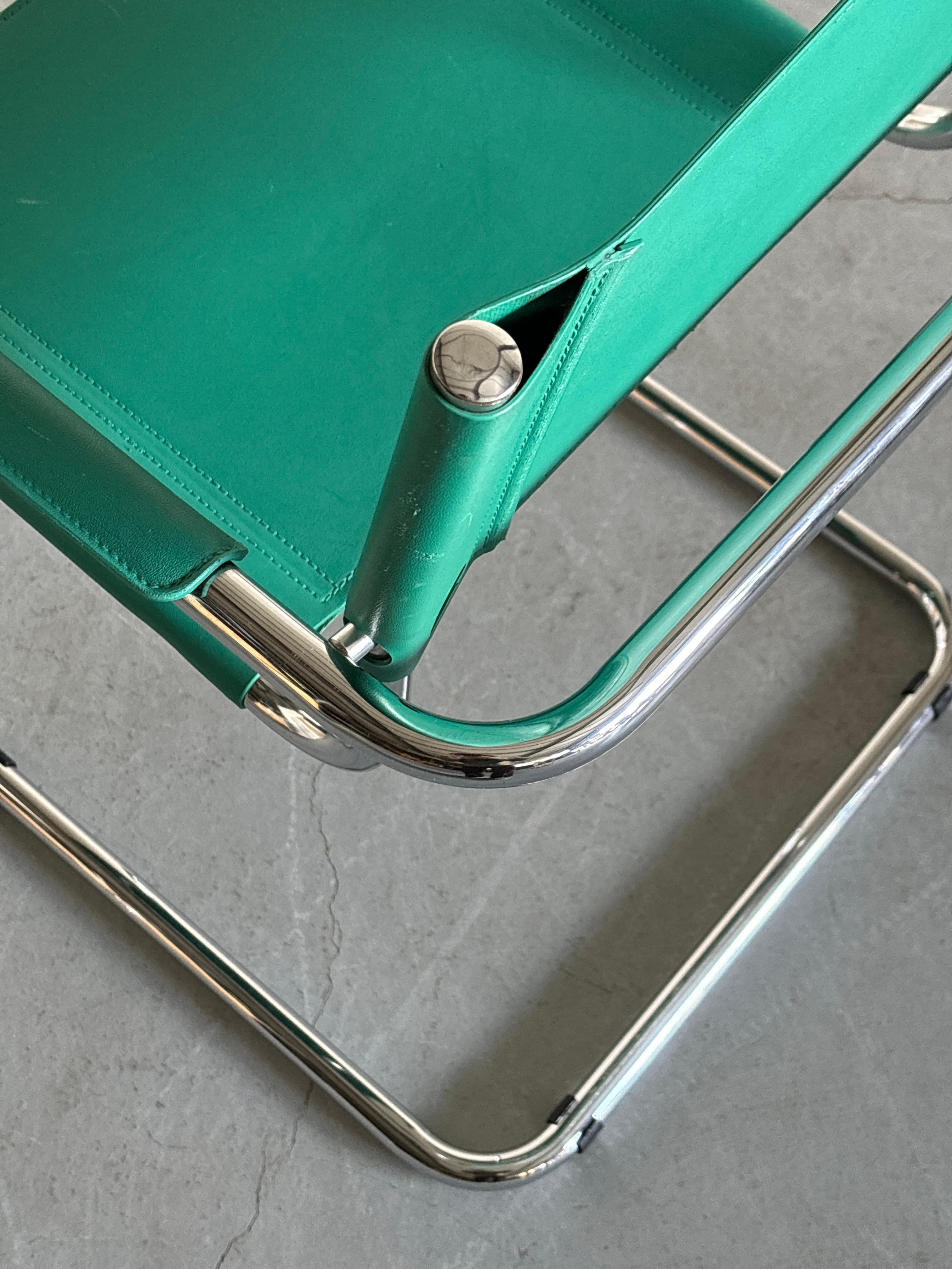 Mart Stam S34 Design Turquoise Cantilever Chair, Bauhaus Design Tubular Steel 5