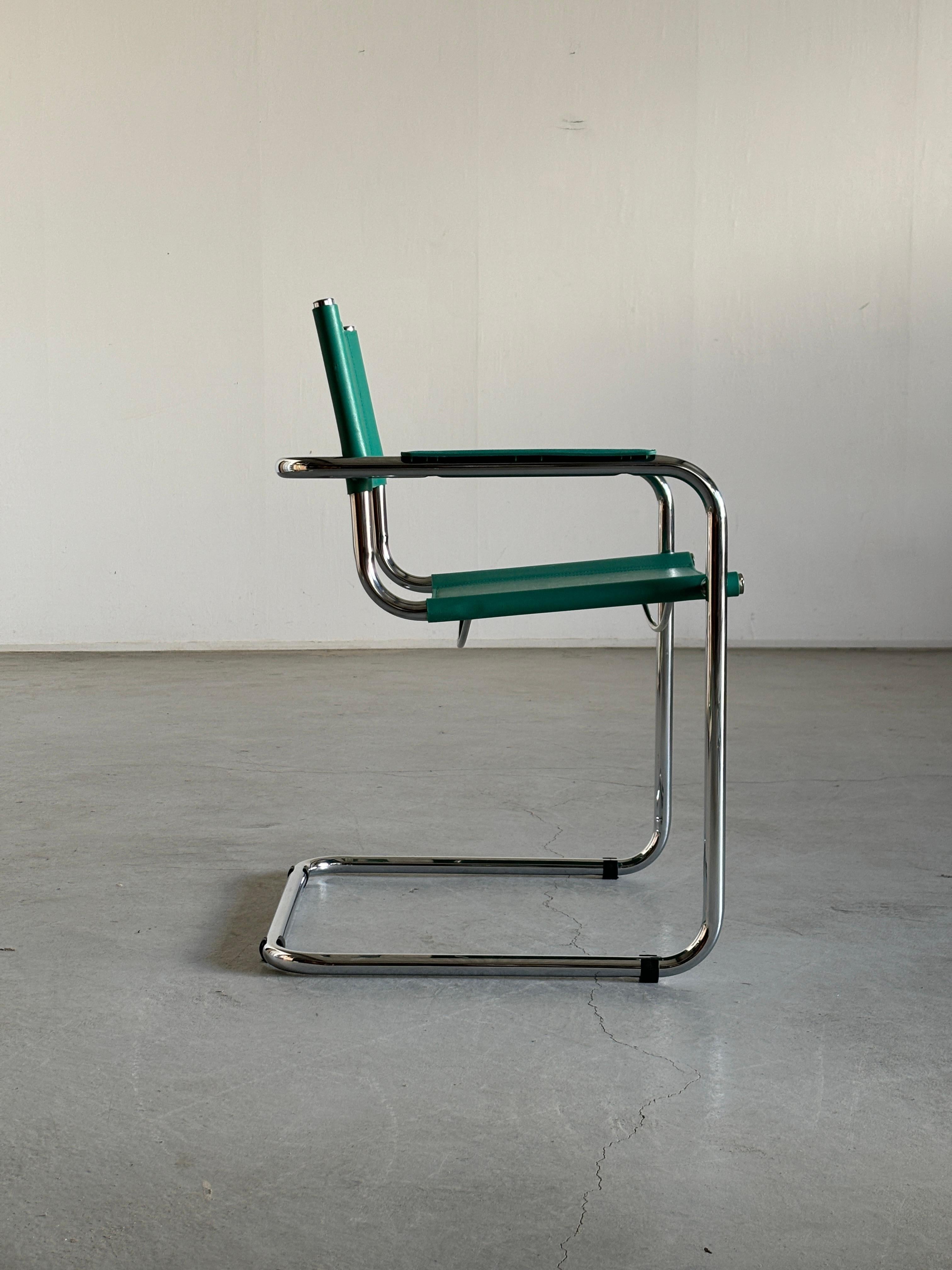 Late 20th Century Mart Stam S34 Design Turquoise Cantilever Chair, Bauhaus Design Tubular Steel