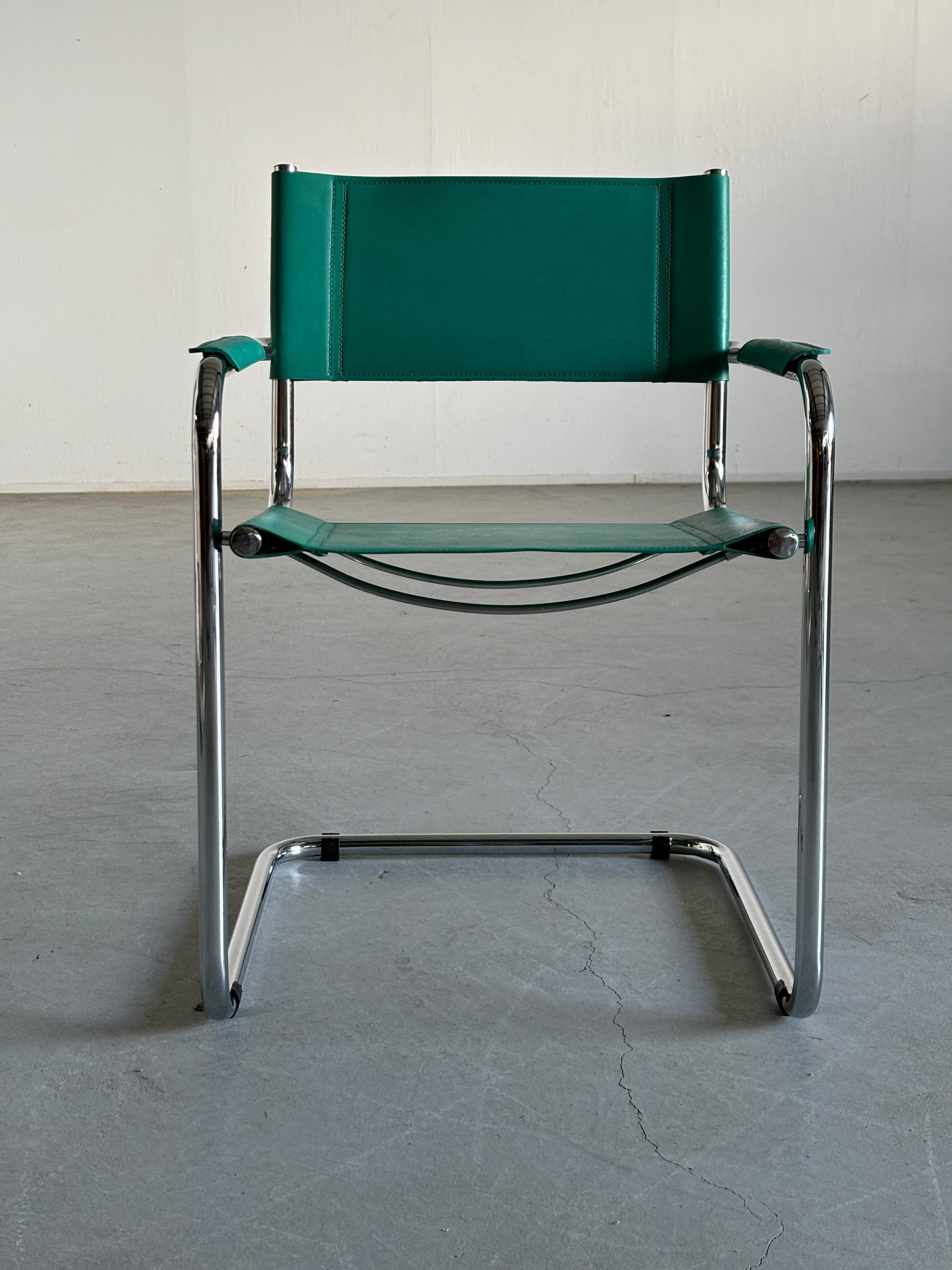 Mart Stam S34 Design Turquoise Cantilever Chair, Bauhaus Design Tubular Steel 1