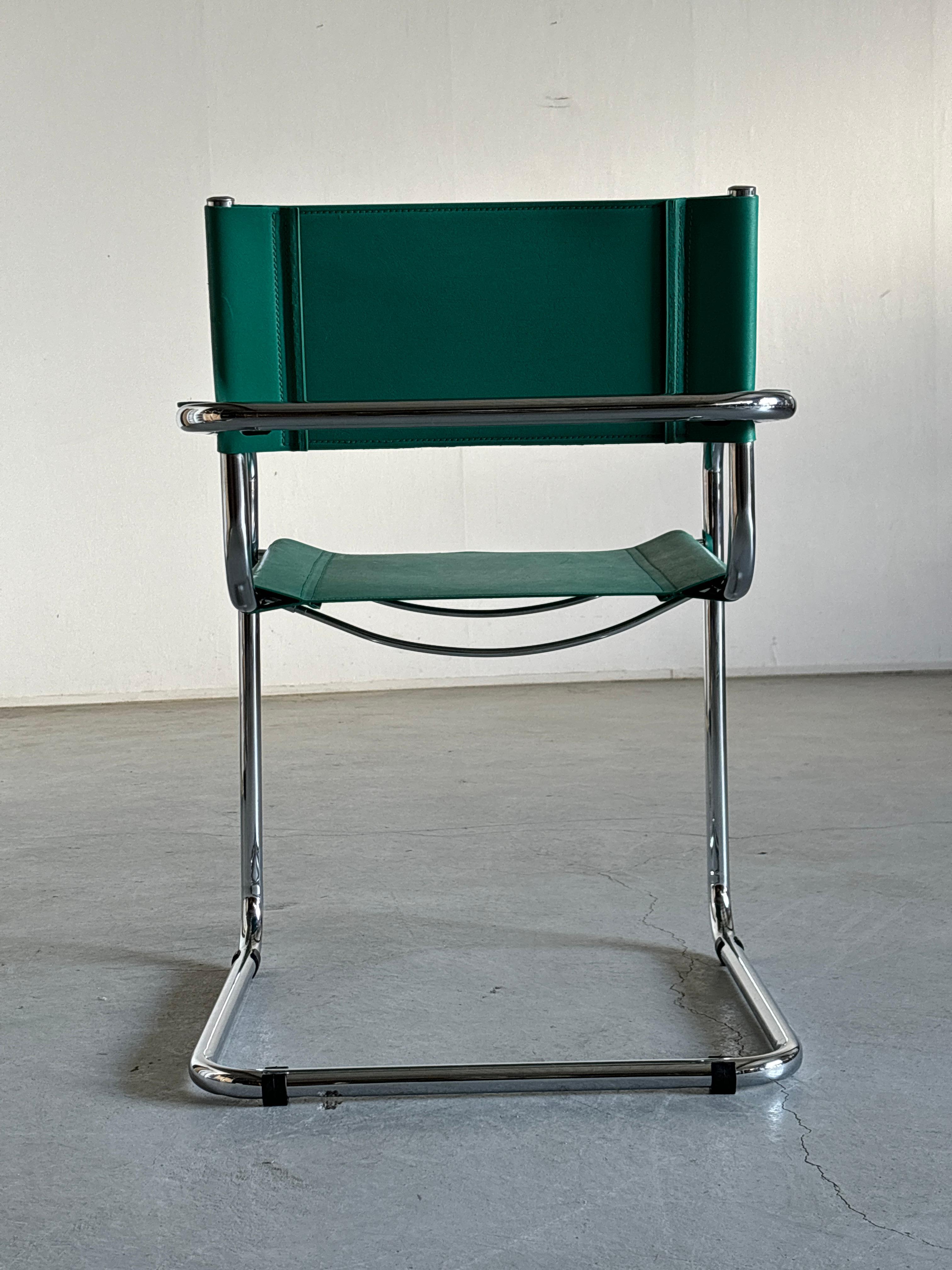 Mart Stam S34 Design Turquoise Cantilever Chair, Bauhaus Design Tubular Steel 2