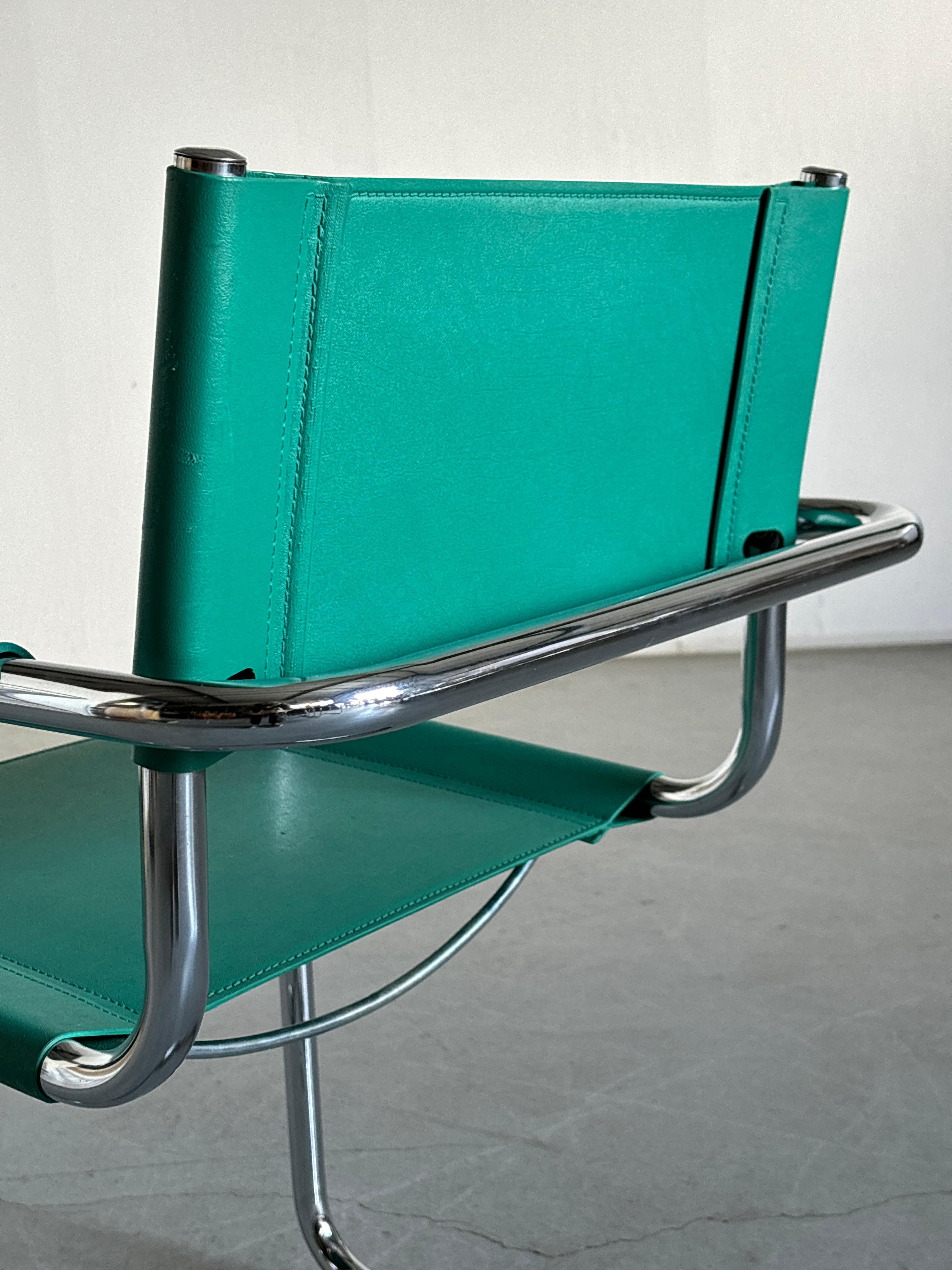 Mart Stam S34 Design Turquoise Cantilever Chair, Bauhaus Design Tubular Steel 4