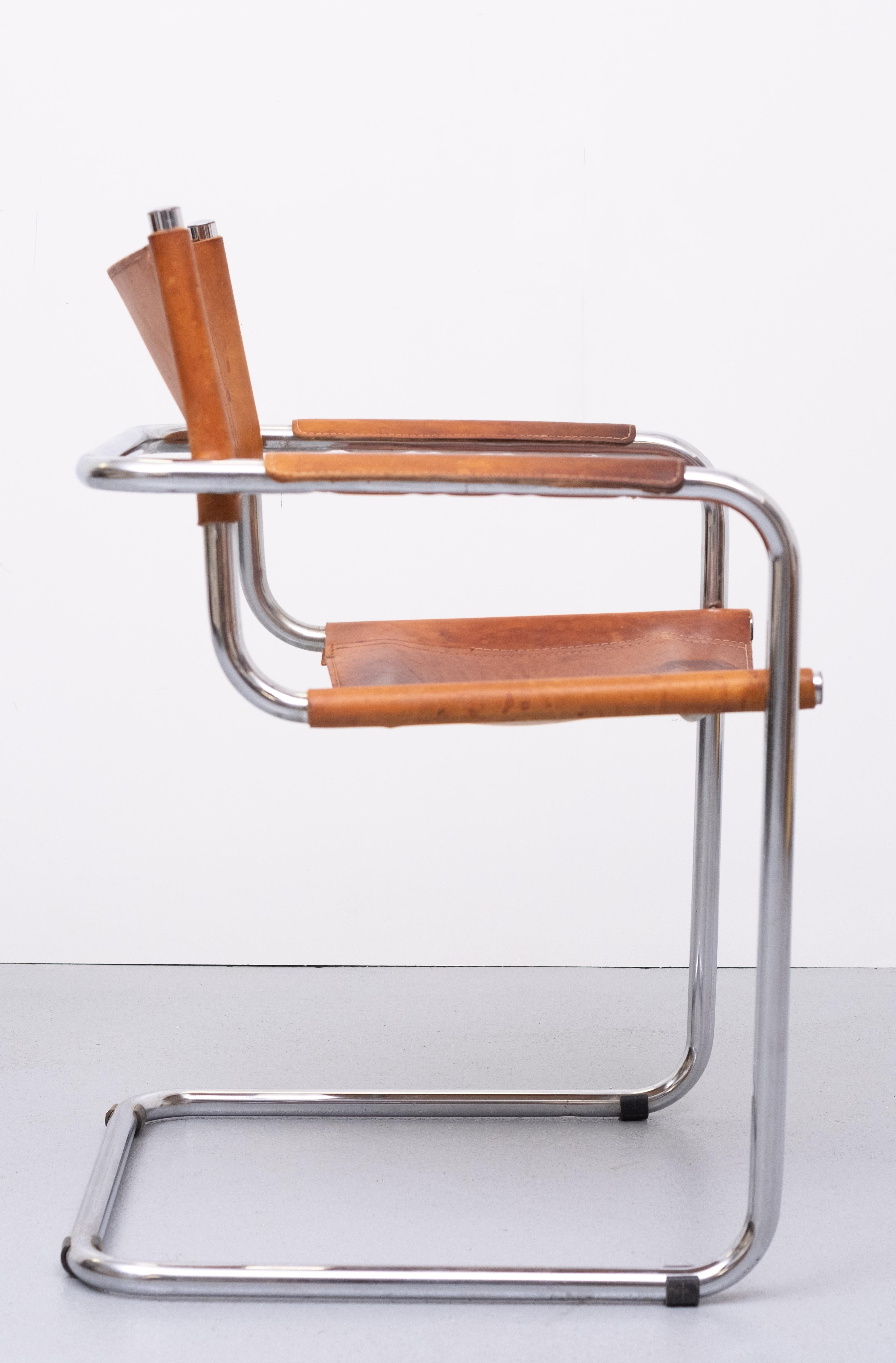 Mid-20th Century Mart Stam S34 Leather Bauhaus Cantilever Armchair 