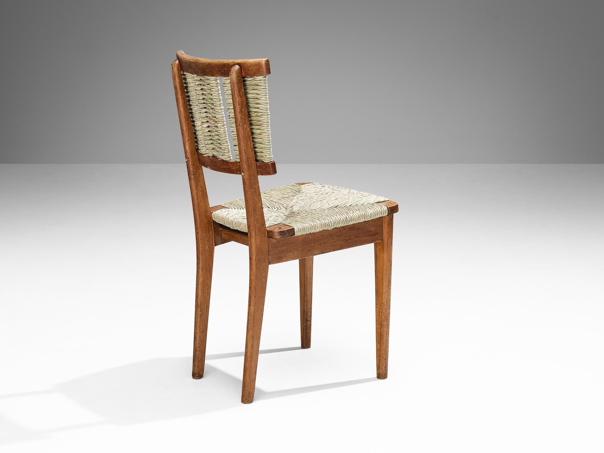 Mart Stam Set of Four Dining Chairs in Oak and Wicker Seagrass  4