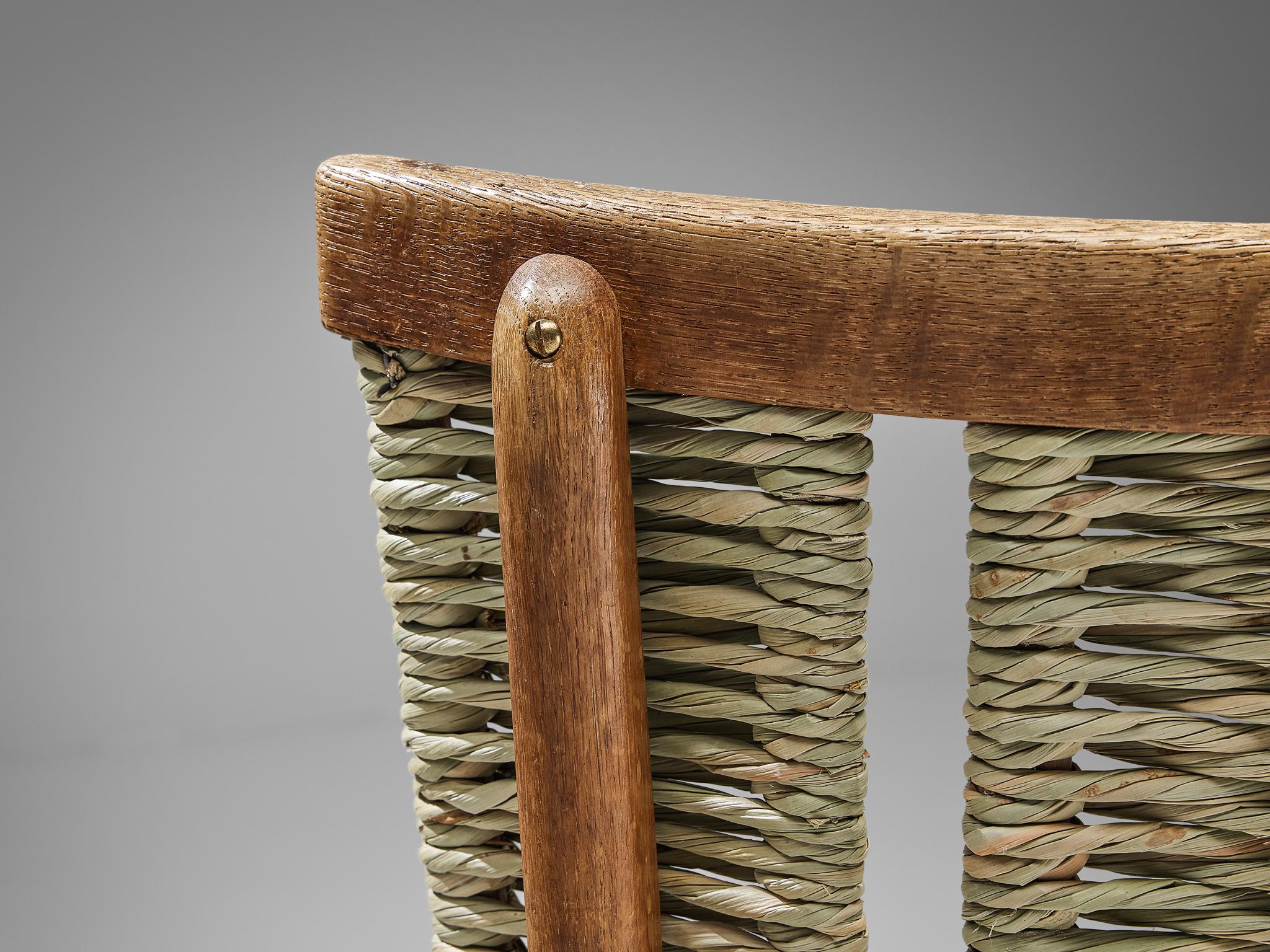 Dutch Mart Stam Set of Four Dining Chairs in Oak and Wicker Seagrass 