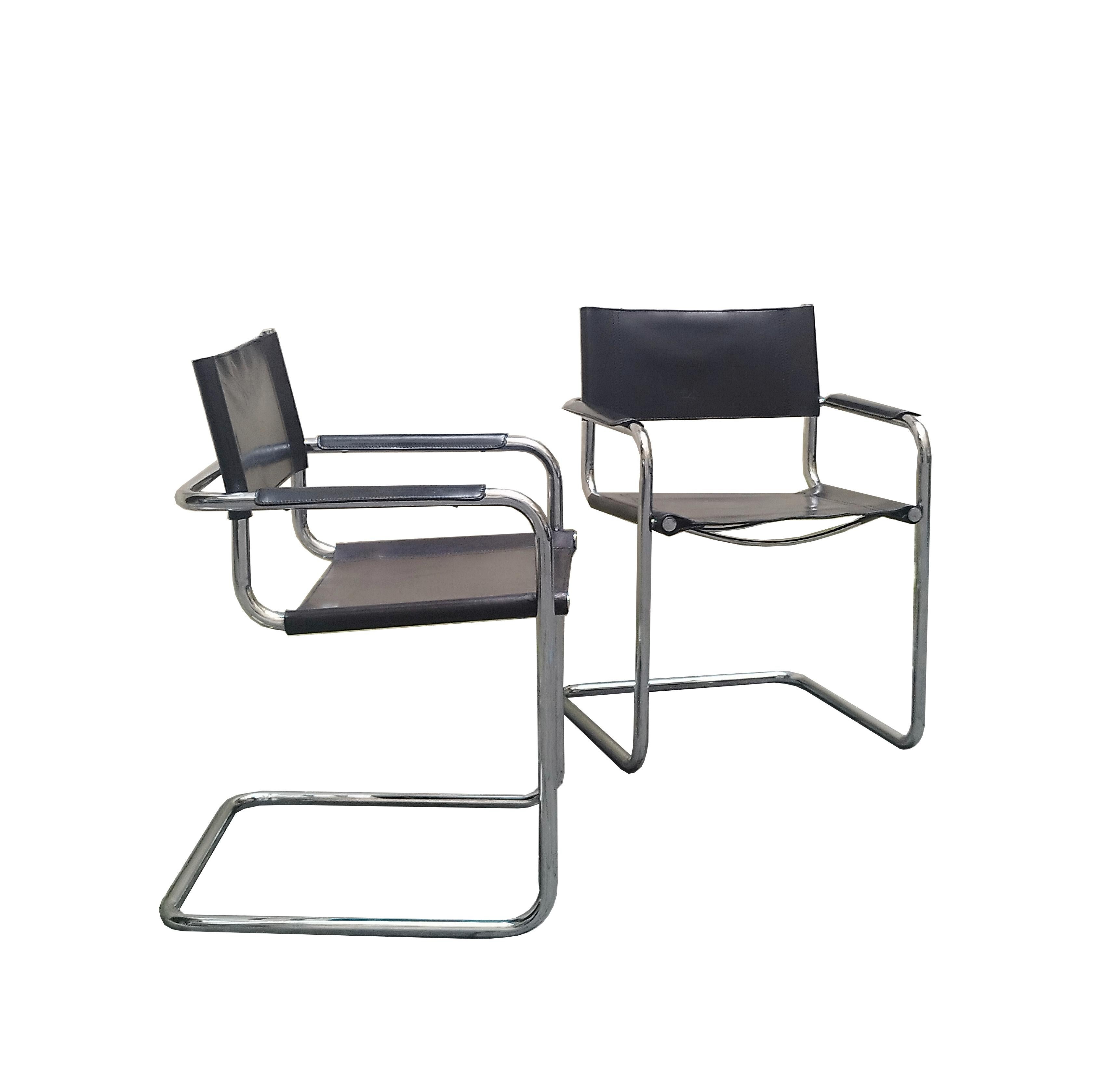 Mid-Century Modern Mart Stam Set of Two  S34  Chairs, Italy 1970s