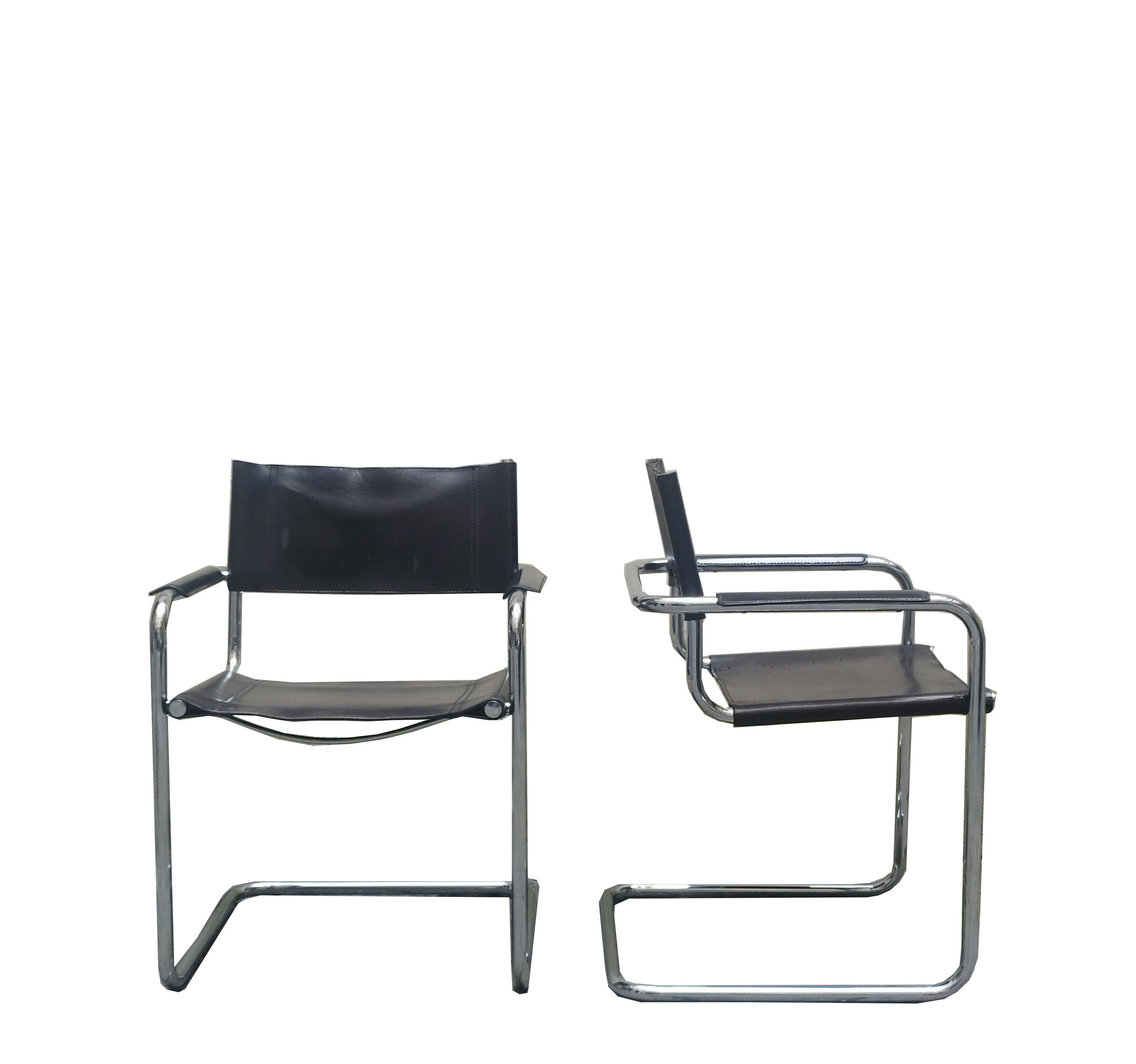 Italian Mart Stam Set of Two  S34  Chairs, Italy 1970s