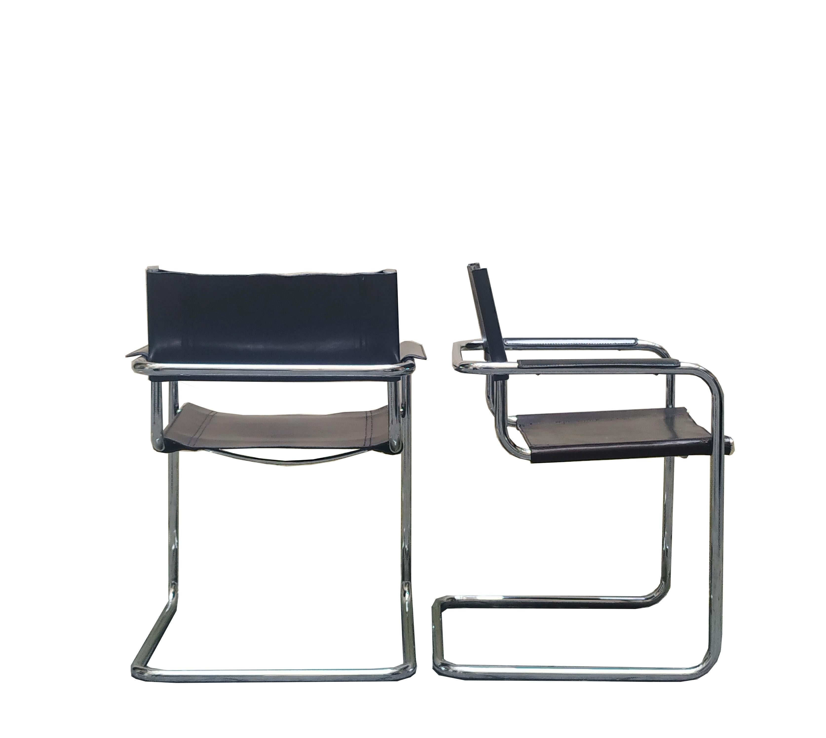 Late 20th Century Mart Stam Set of Two  S34  Chairs, Italy 1970s