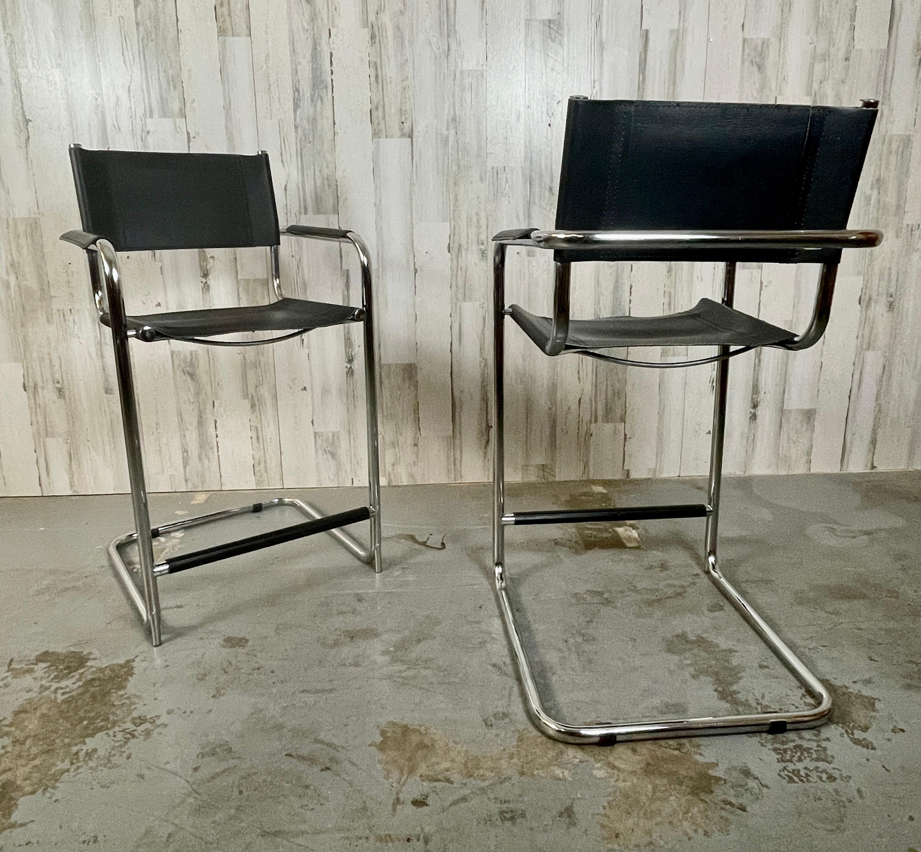 Mart Stam Style Chrome and Leather Barstool For Sale 5