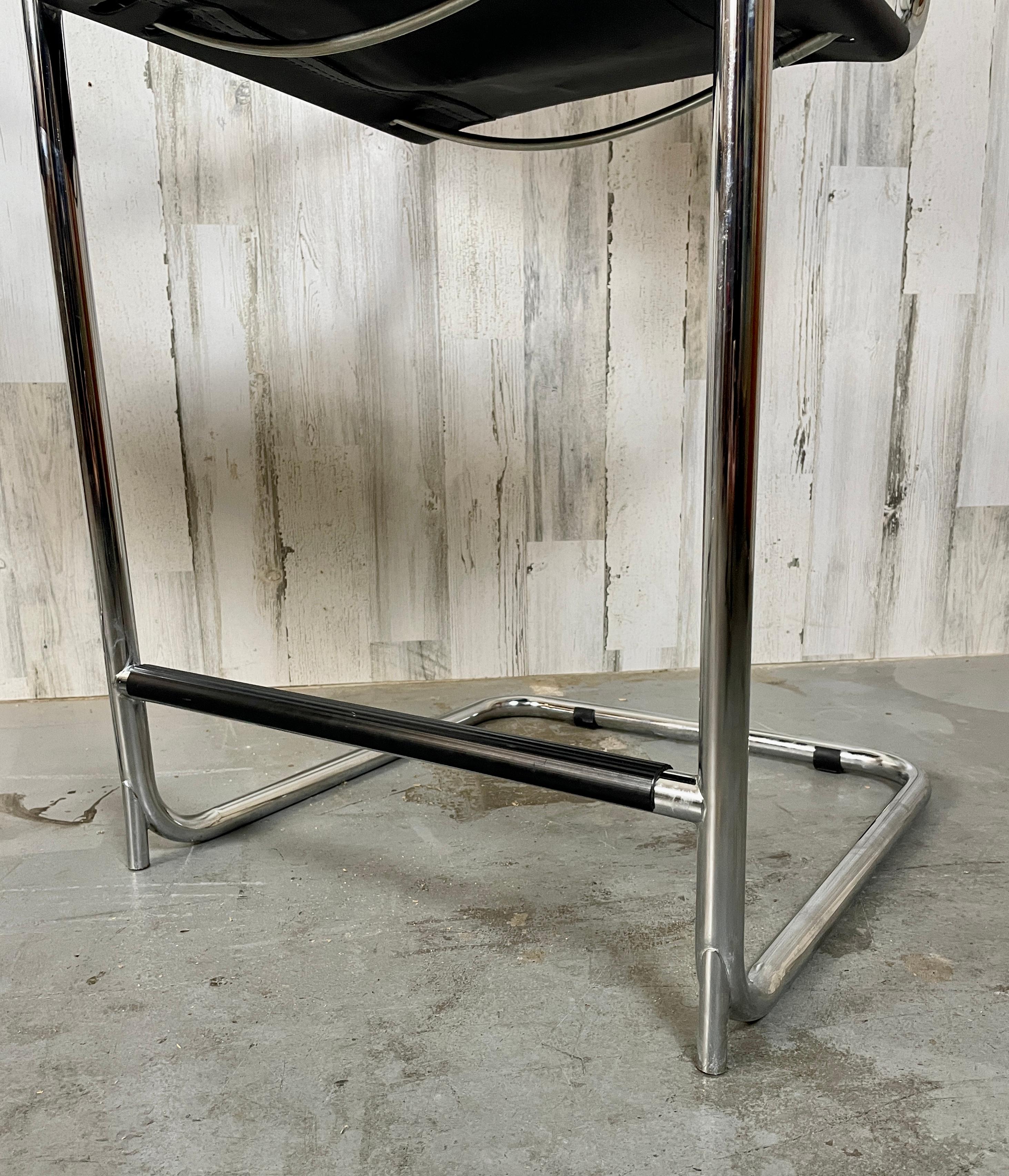 Mart Stam Style Chrome and Leather Barstool For Sale 7