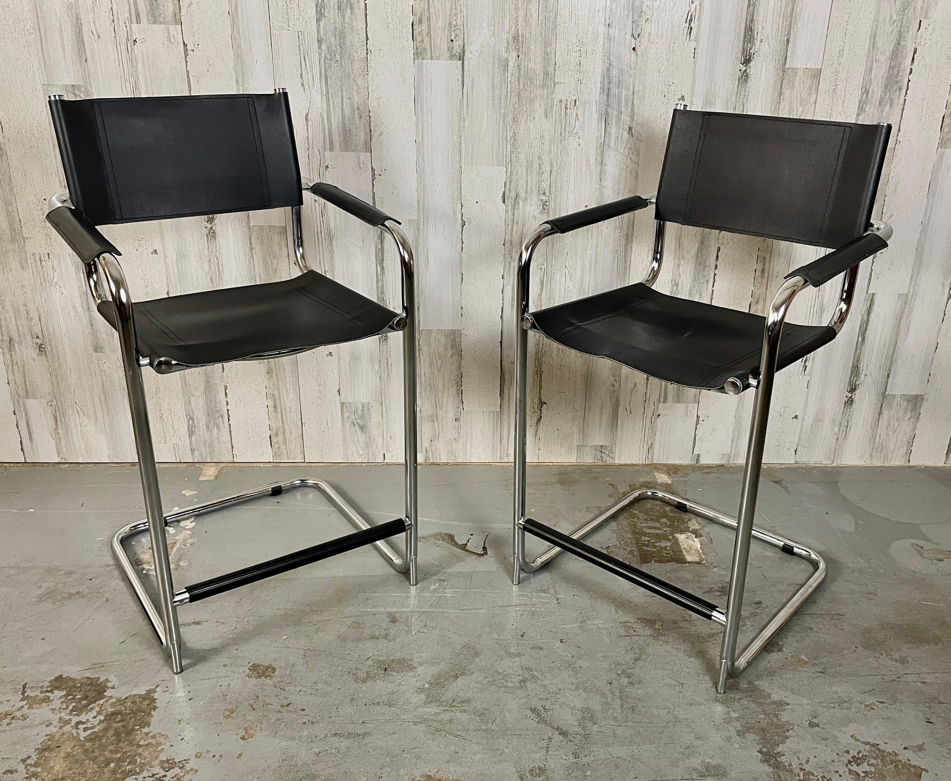 Mart Stam Style Chrome and Leather Barstool For Sale 8