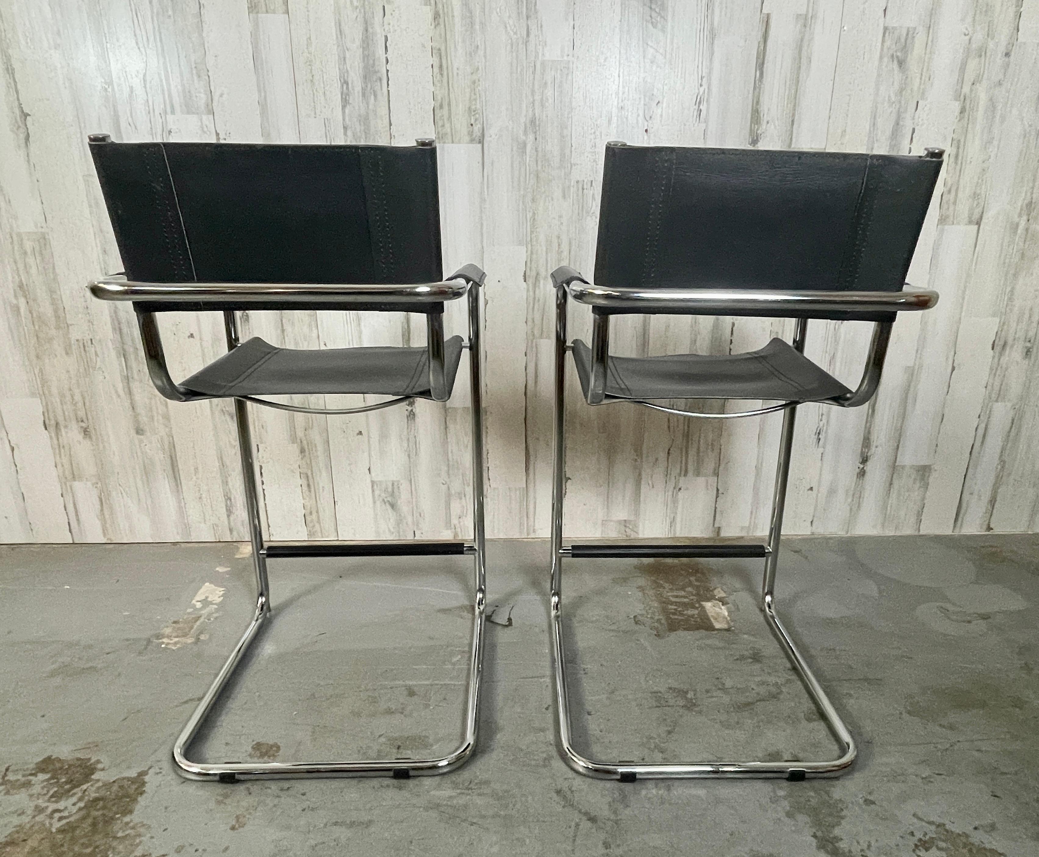 Mid-Century Modern Mart Stam Style Chrome and Leather Barstool For Sale