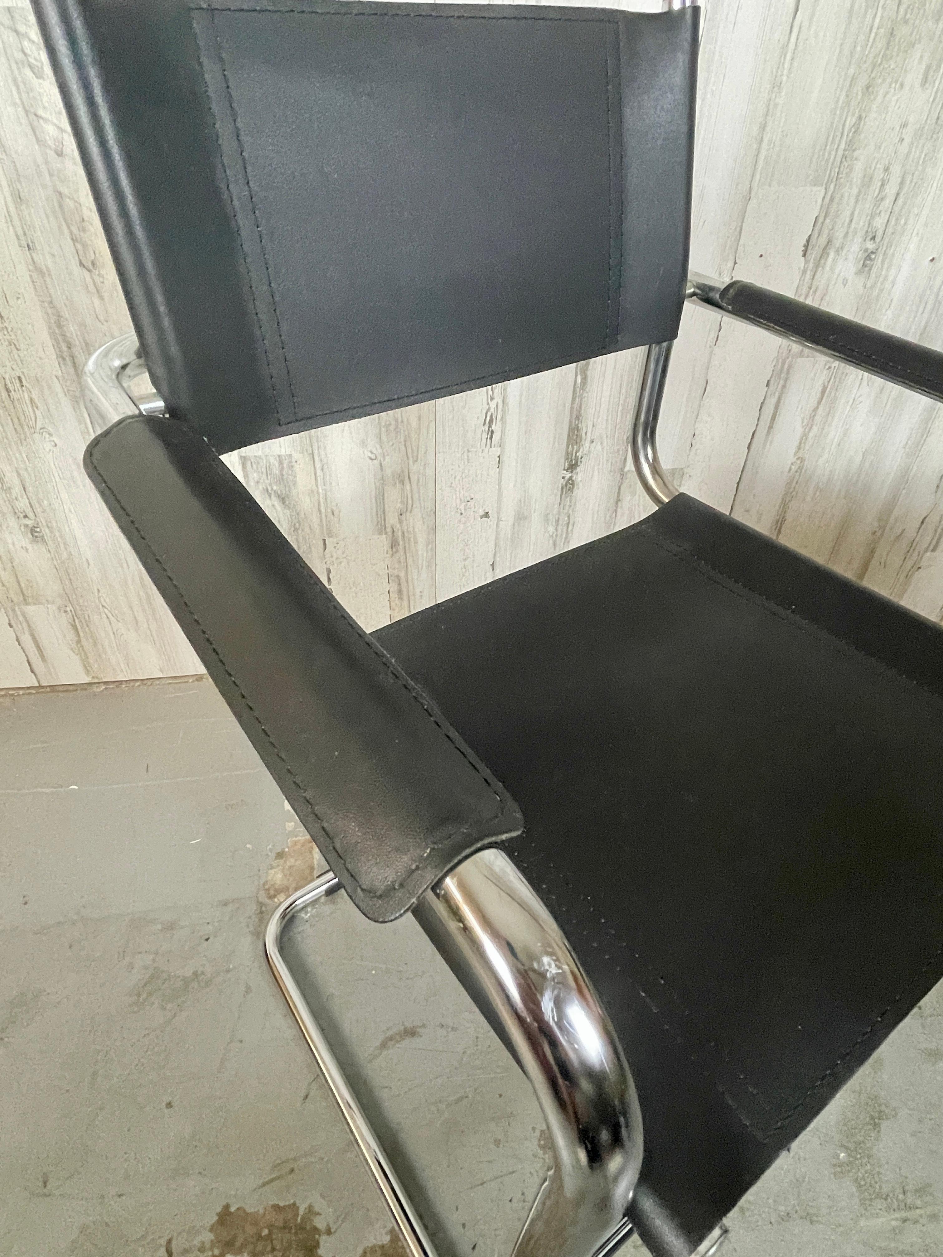 Mart Stam Style Chrome and Leather Barstool For Sale 1