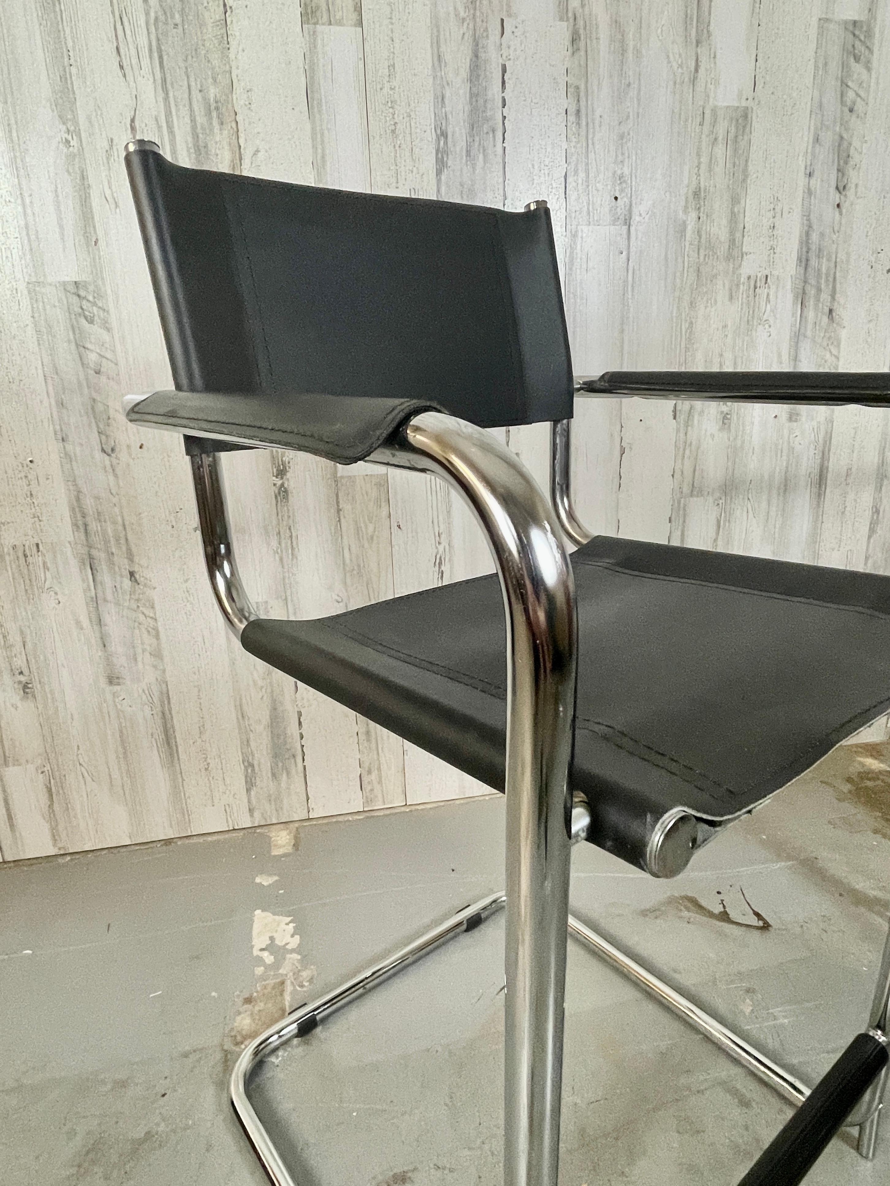 Mart Stam Style Chrome and Leather Barstool For Sale 2