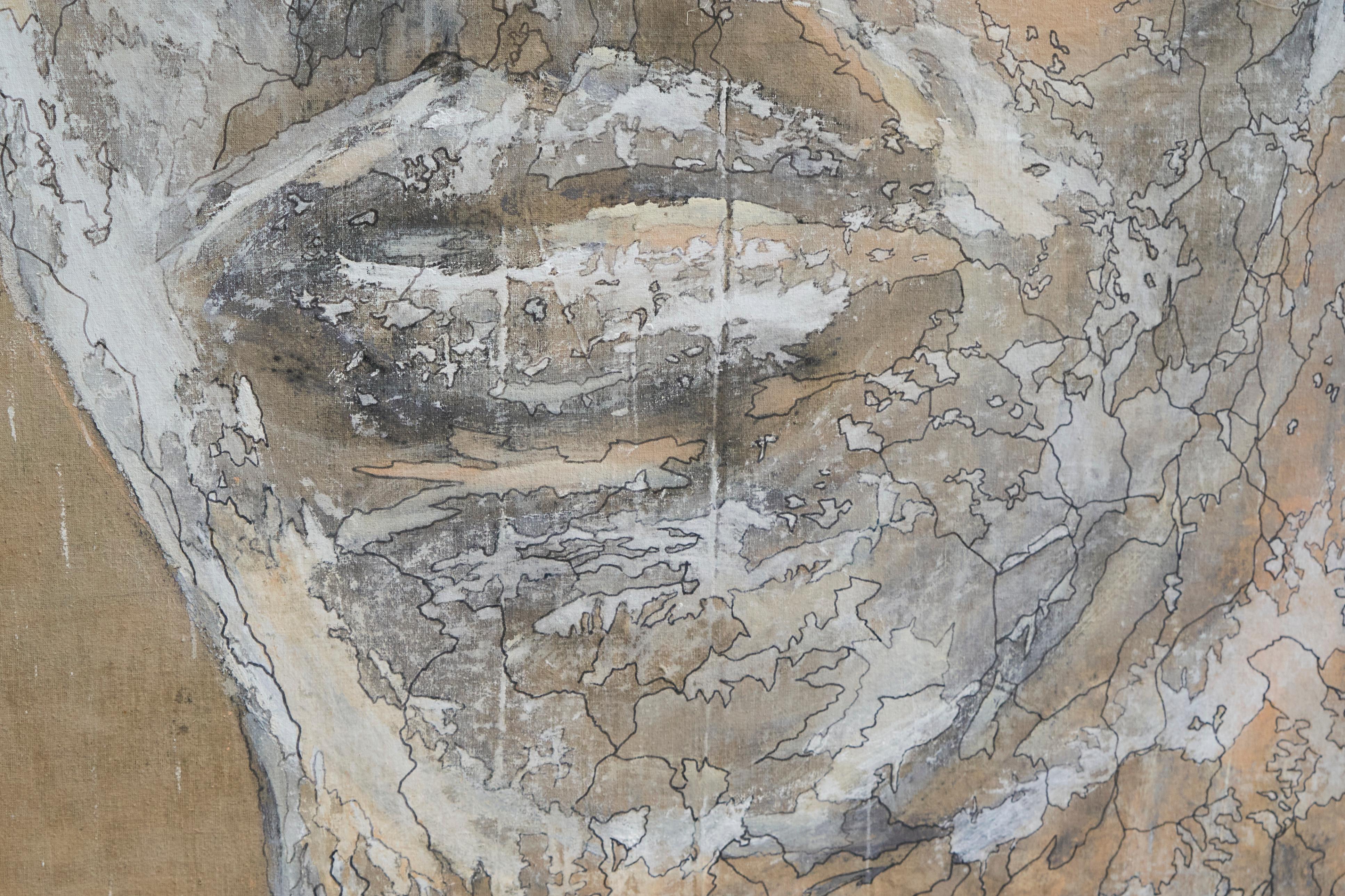 Mart Visser Large Artwork Mixed Media on Old Theatre Canvas 2017 en vente 13