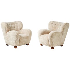 Marta Blomstedt 1930s Pair of Wing Chairs for Hotel Aulanko