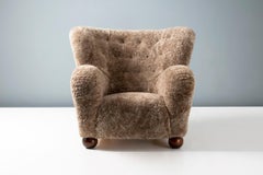 Marta Blomstedt 1930s Sheepskin Wing Chair for The Hotel Aulanko