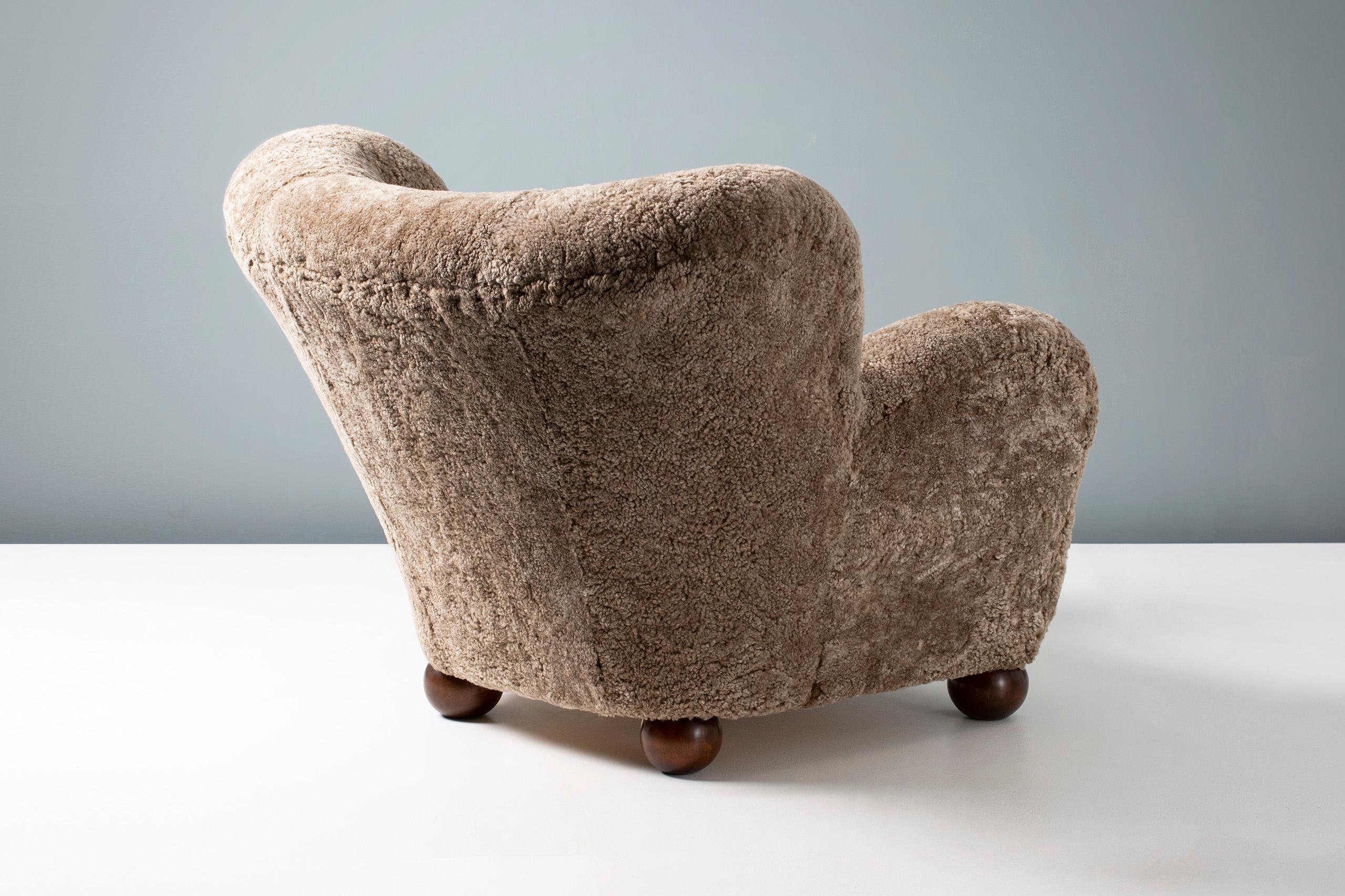Mid-20th Century Marta Blomstedt 1930s Sheepskin Wing Chair for The Hotel Aulanko