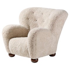 Marta Blomstedt 1930s Sheepskin Wing Chair for the Hotel Aulanko
